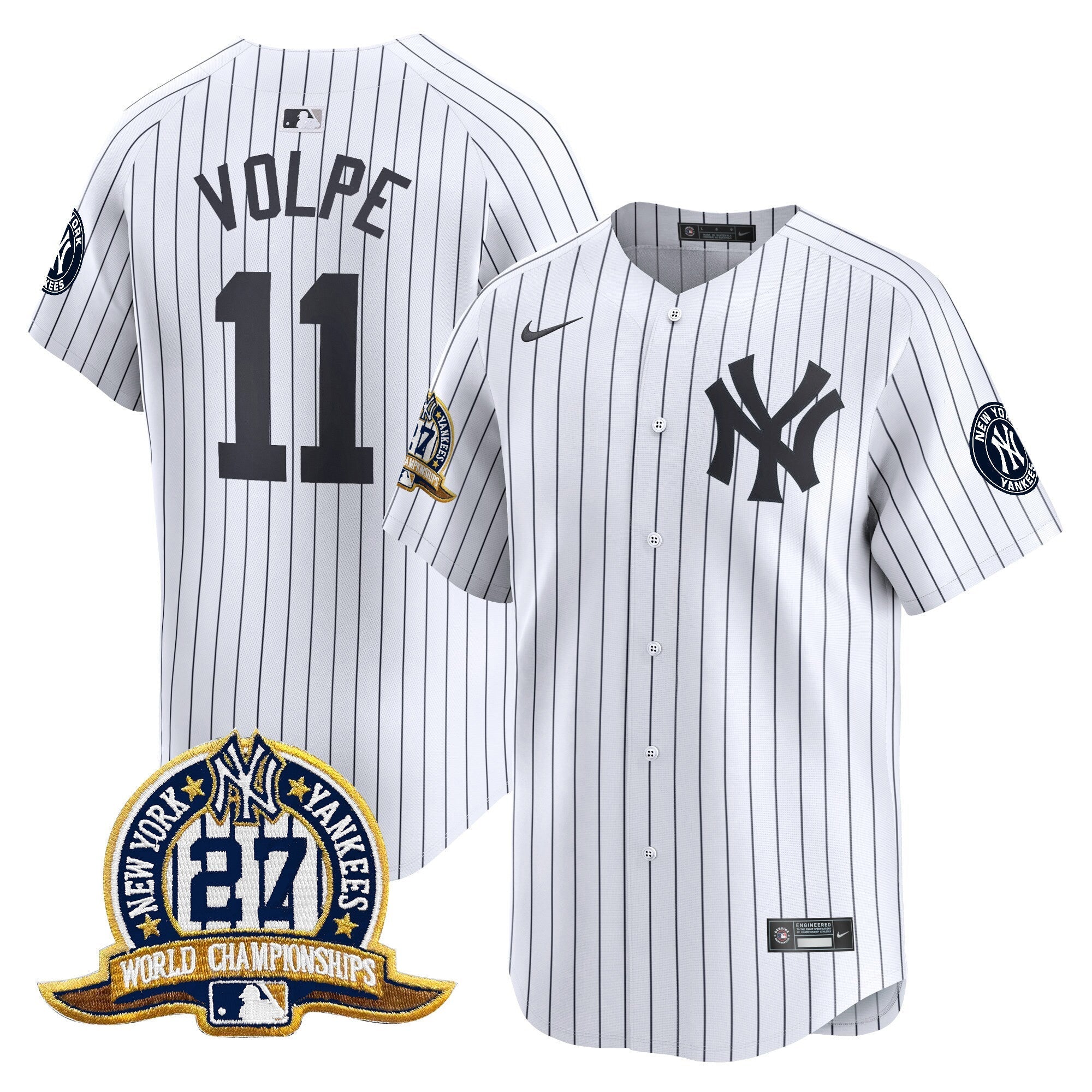 NYY 27 Time Champions Patch Vapor Premier Limited Jersey - Stitched