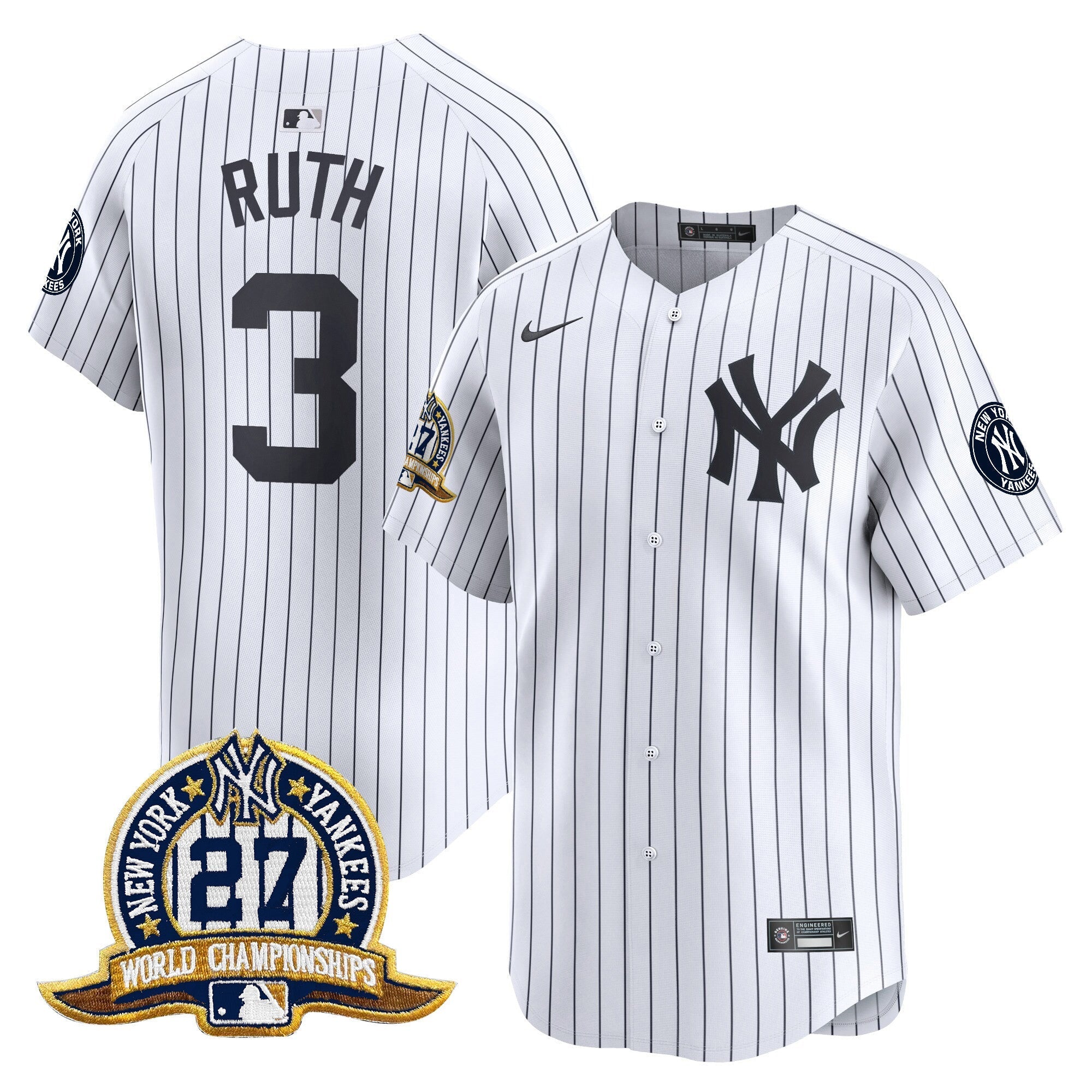 NYY 27 Time Champions Patch Vapor Premier Limited Jersey - Stitched