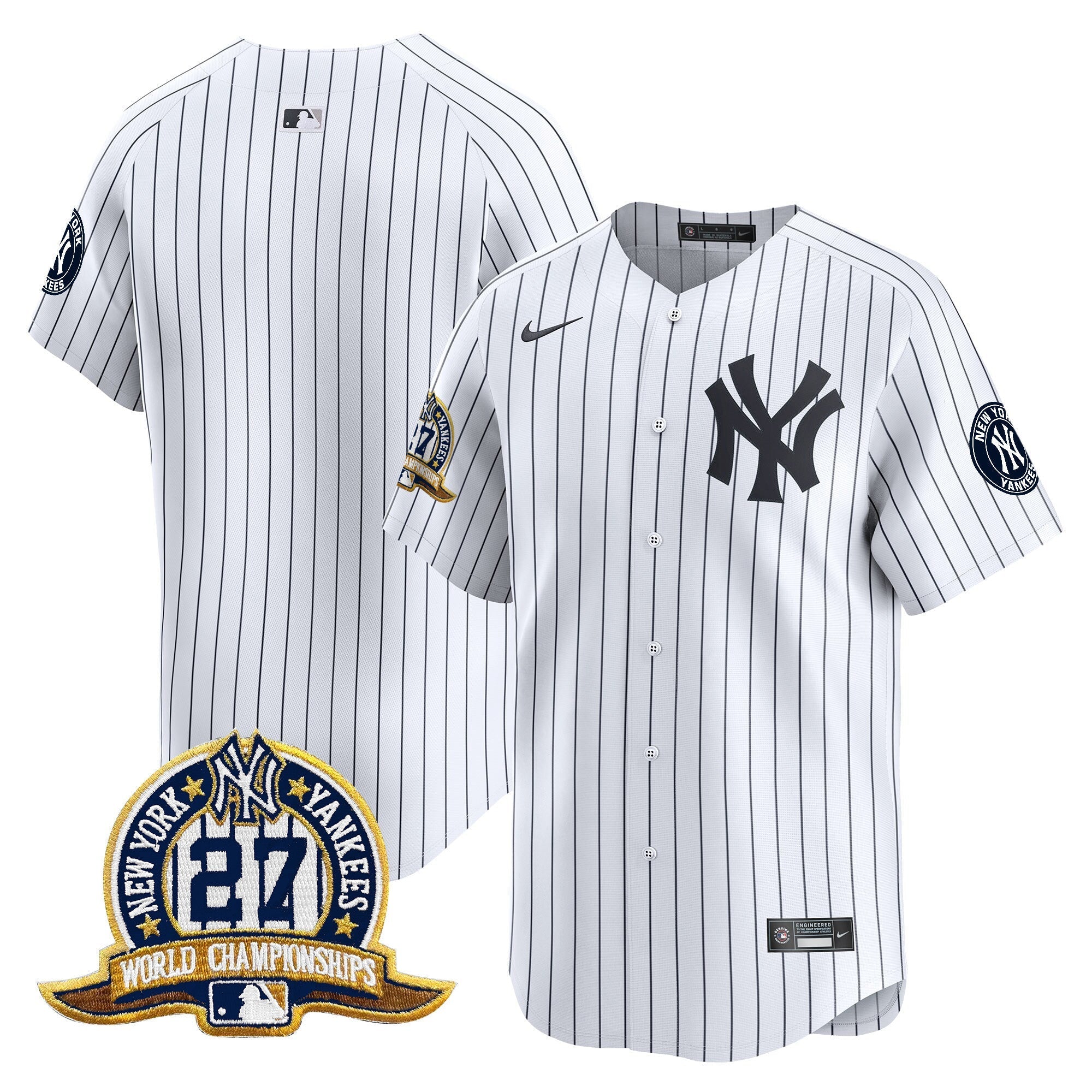 NYY 27 Time Champions Patch Vapor Premier Limited Jersey - Stitched