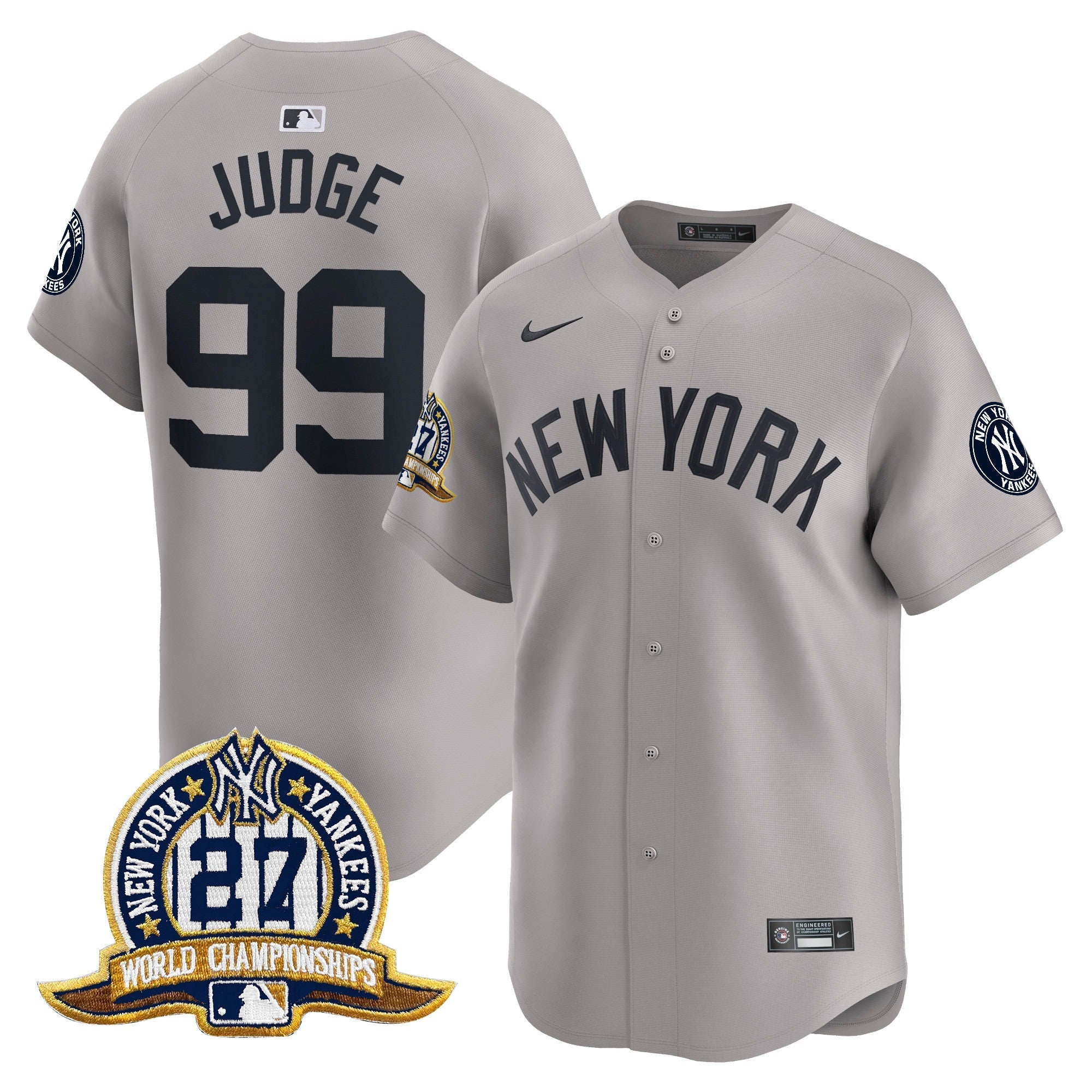 NYY 27 Time Champions Patch Vapor Premier Limited Jersey - Stitched