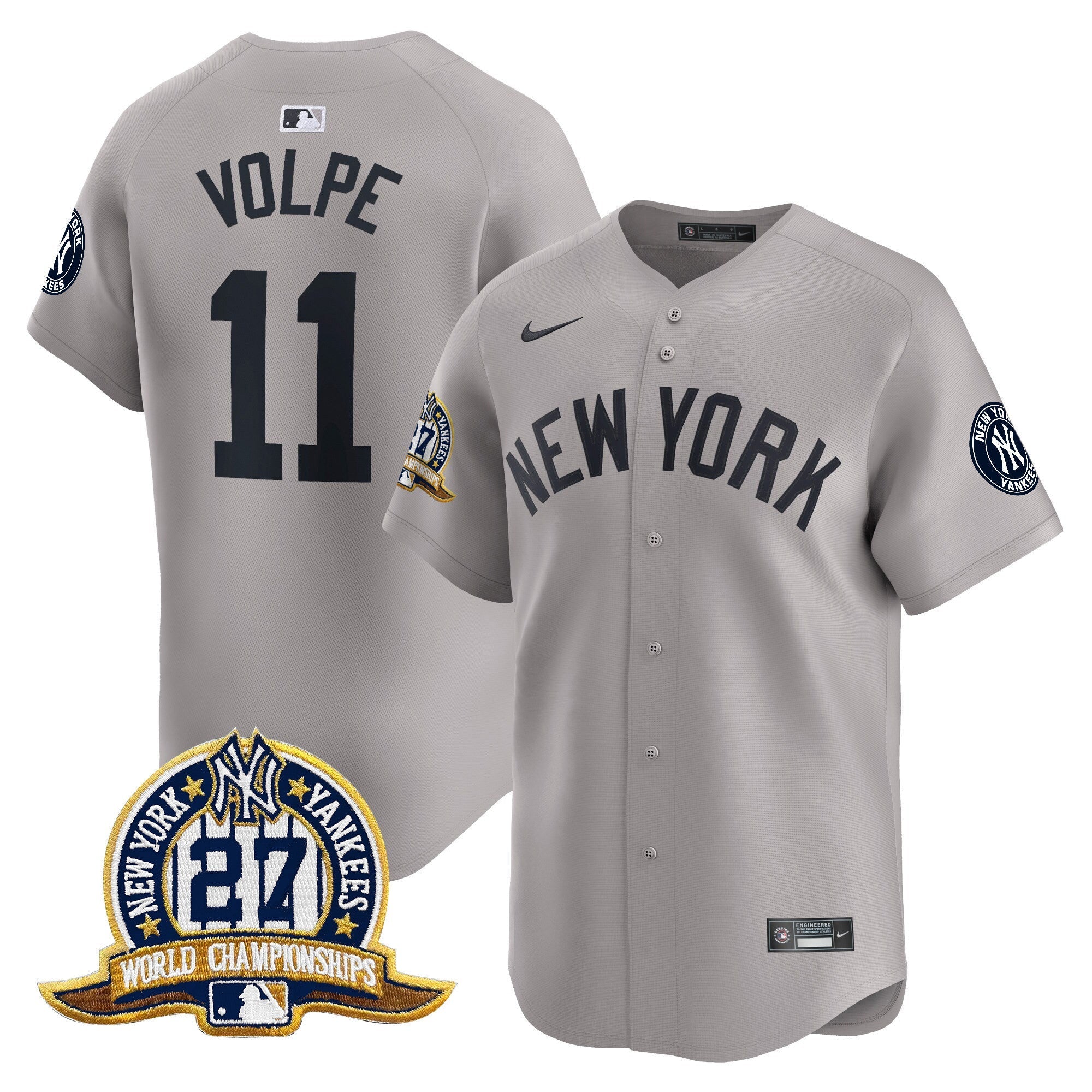 NYY 27 Time Champions Patch Vapor Premier Limited Jersey - Stitched