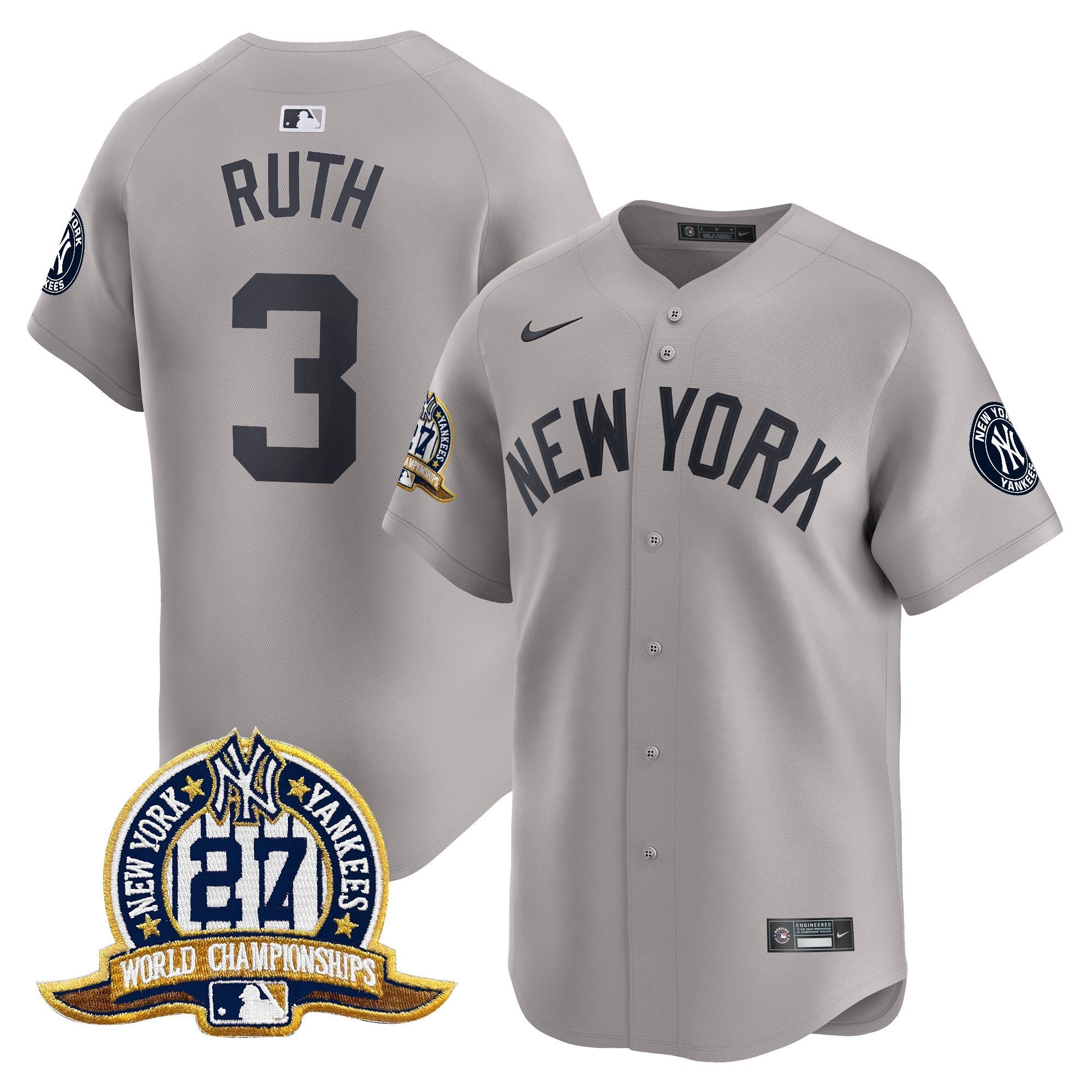 NYY 27 Time Champions Patch Vapor Premier Limited Jersey - Stitched