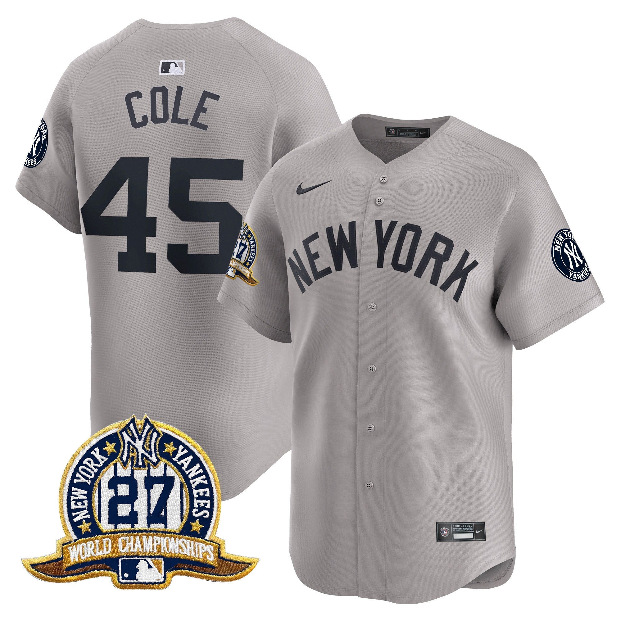 NYY 27 Time Champions Patch Vapor Premier Limited Jersey - Stitched