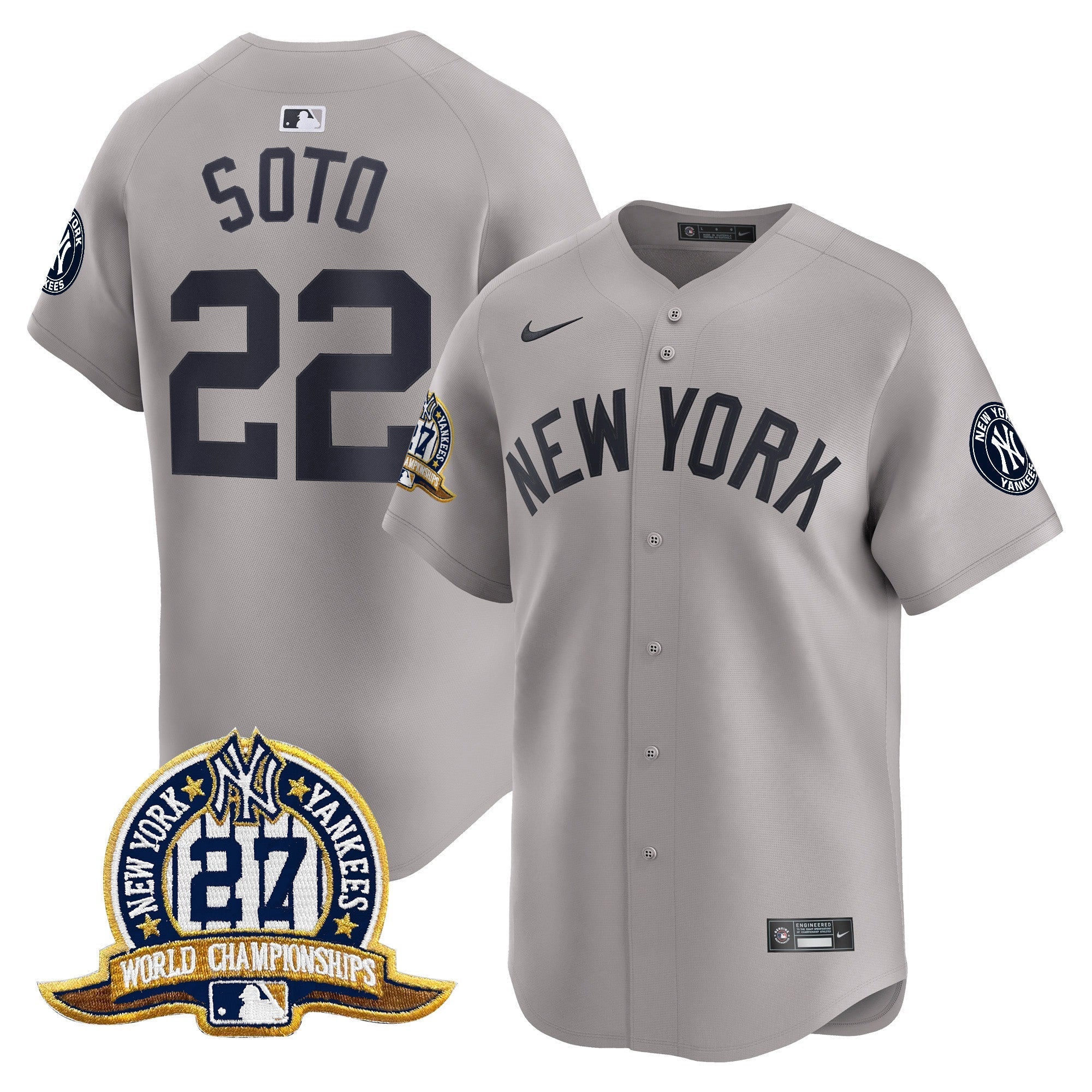 NYY 27 Time Champions Patch Vapor Premier Limited Jersey - Stitched
