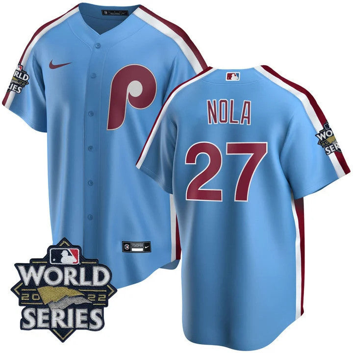 Men's Philadelphia Phillies Cooperstown 2022 World Series Patch Jersey - All Stitched