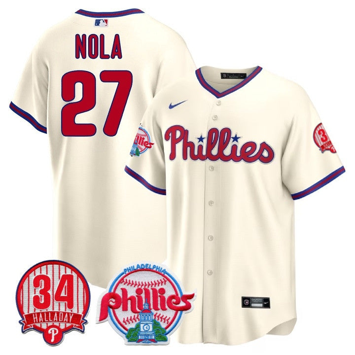 Men's Philadelphia Phillies Cool Base Jersey - Roy Halladay Patch #34