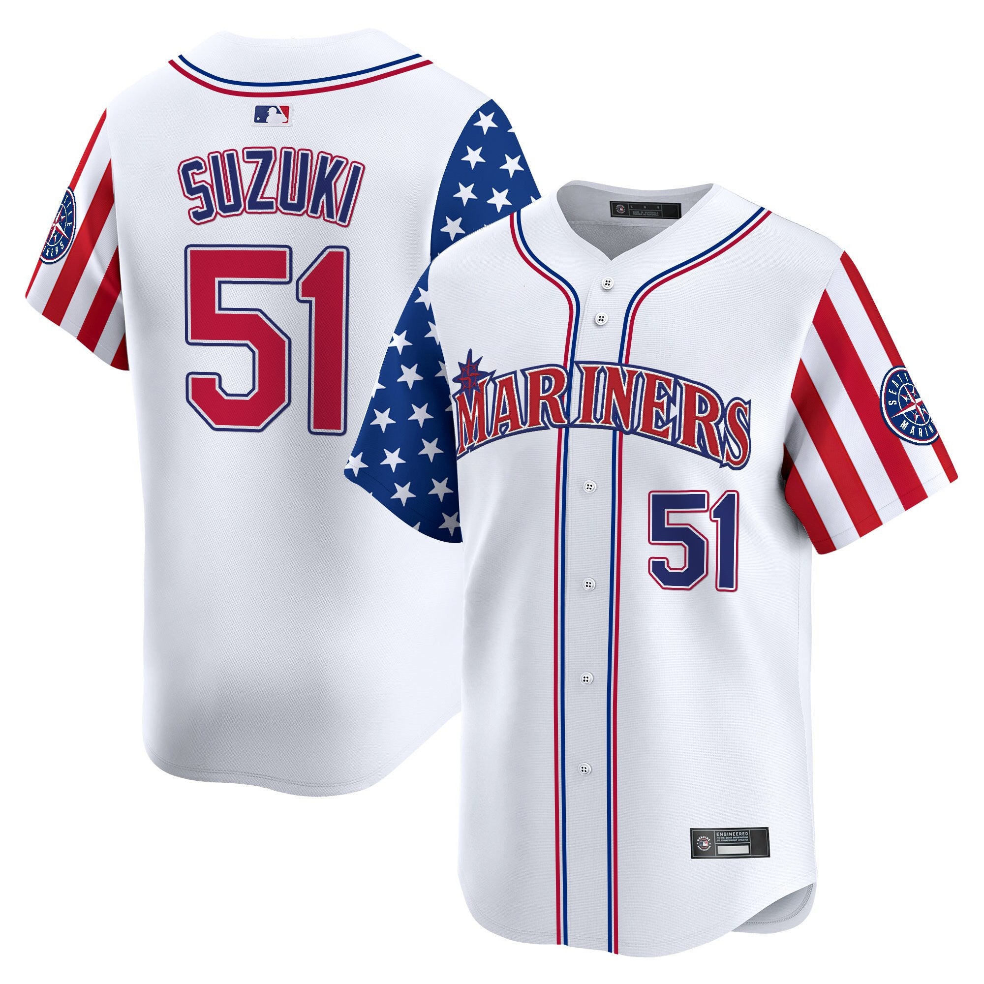 Men's Seattle Mariners 2025 Independence Day Vapor Premier Limited Jersey - All Stitched