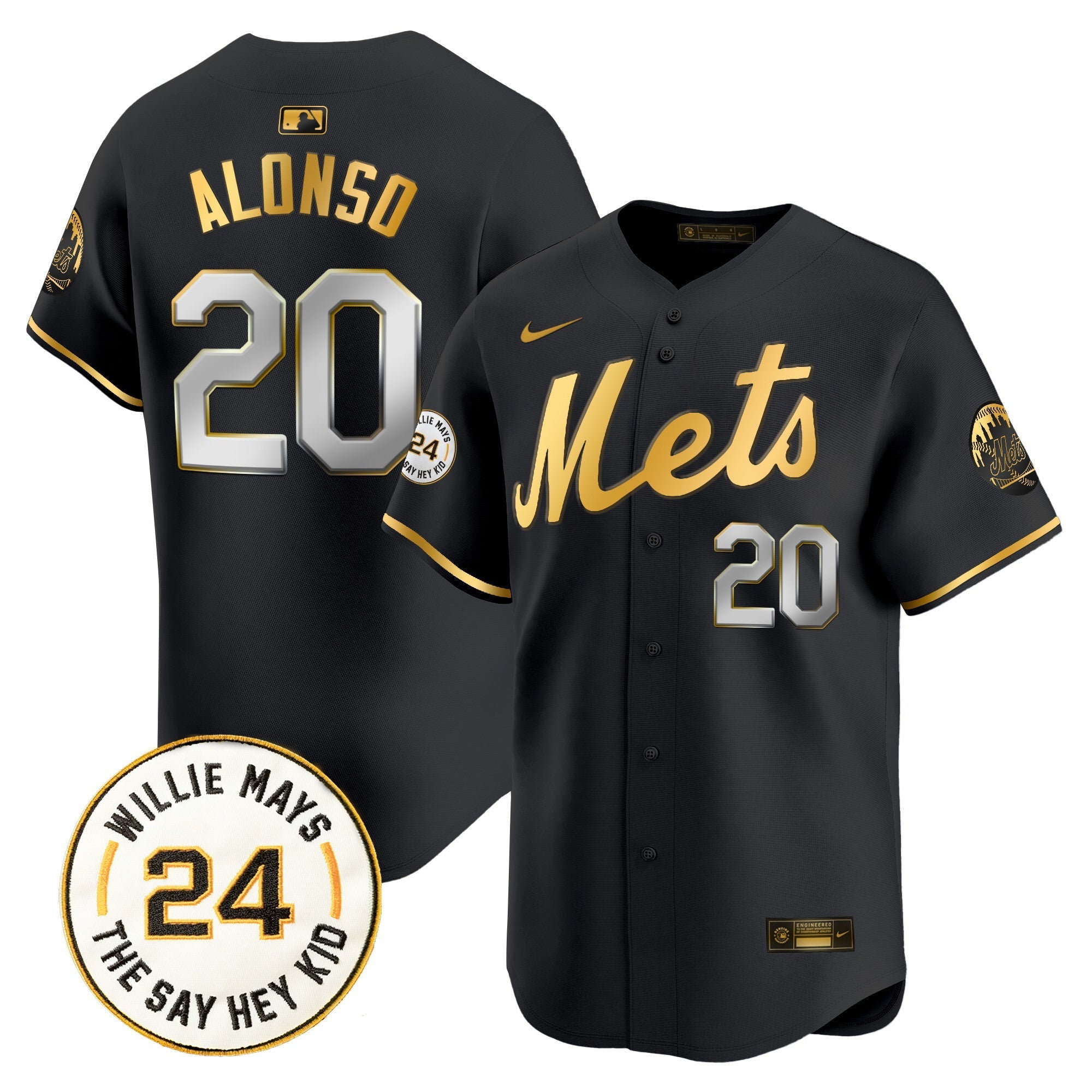 Mets Willie Mays Patch Vapor Premier Limited Jersey - Stitched