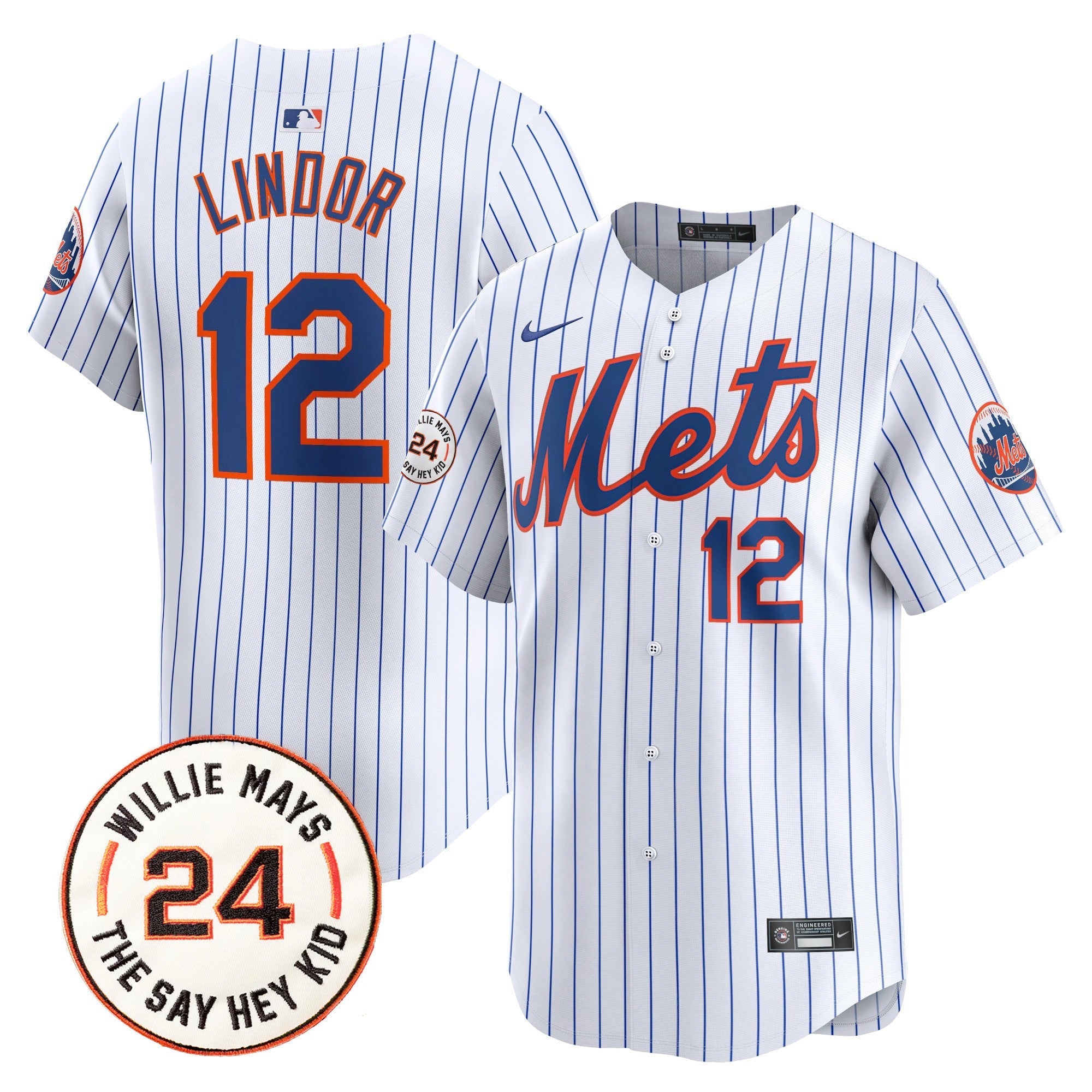 Mets Willie Mays Patch Vapor Premier Limited Jersey - Stitched