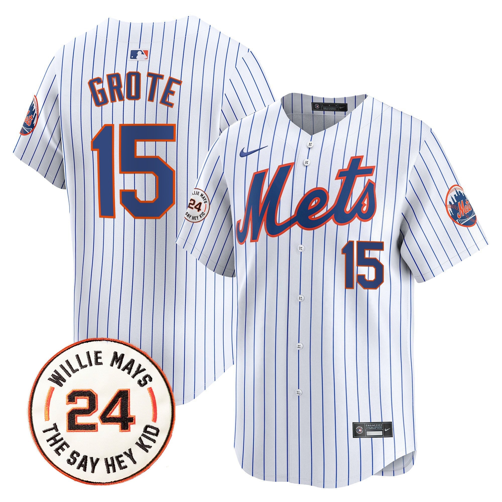 Mets Willie Mays Patch Vapor Premier Limited Jersey - Stitched