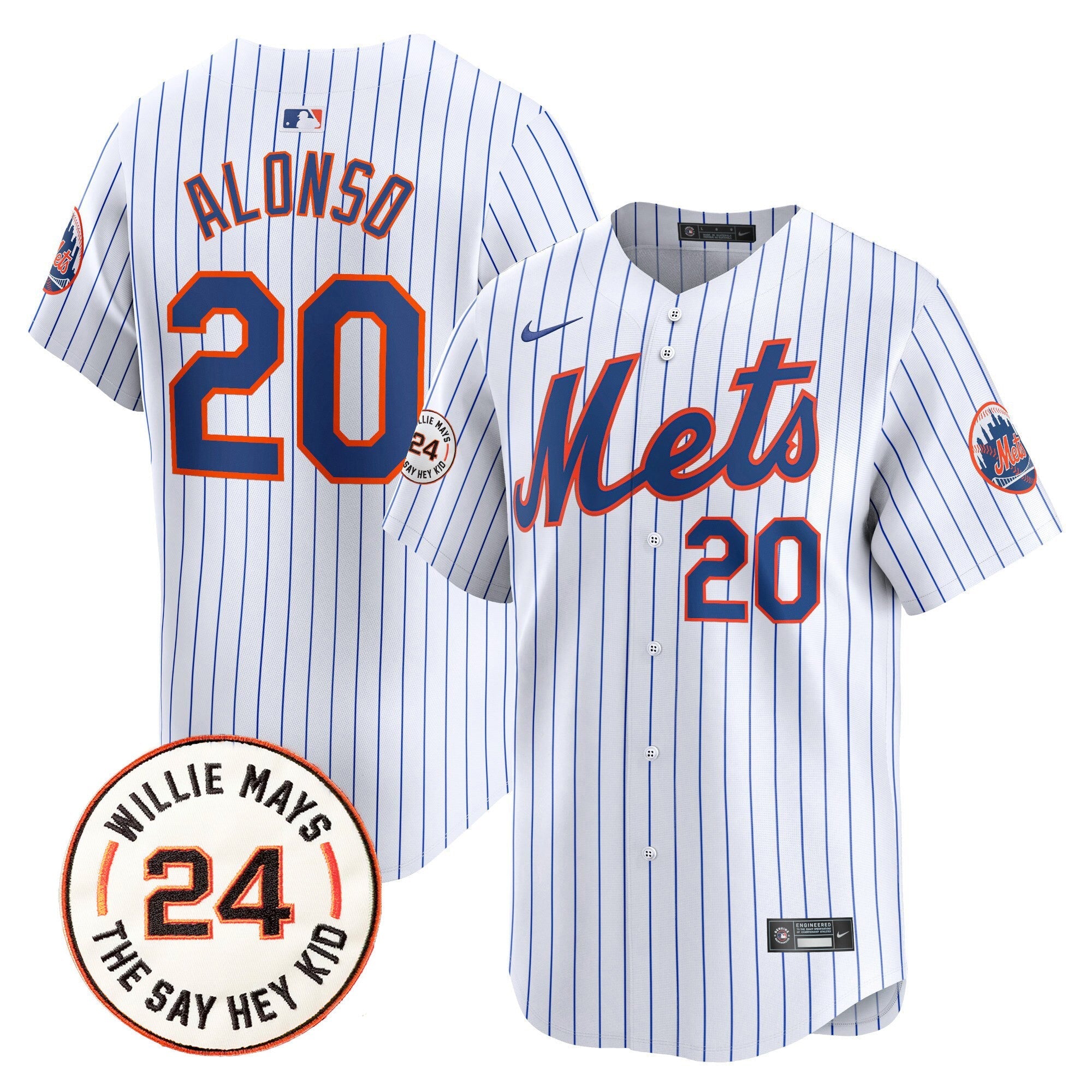 Mets Willie Mays Patch Vapor Premier Limited Jersey - Stitched