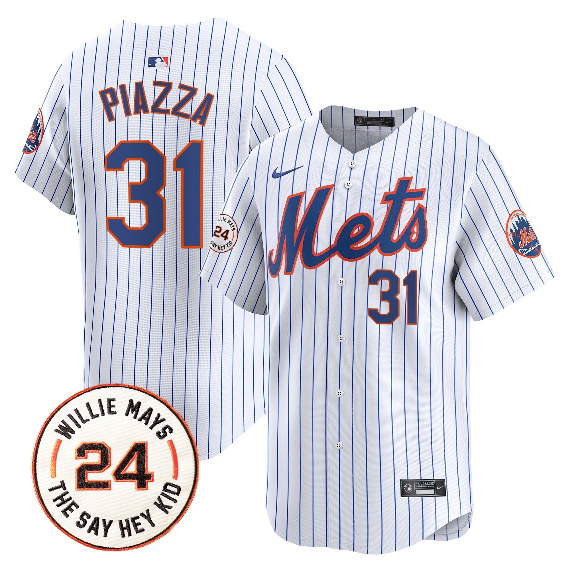 Mets Willie Mays Patch Vapor Premier Limited Jersey - Stitched