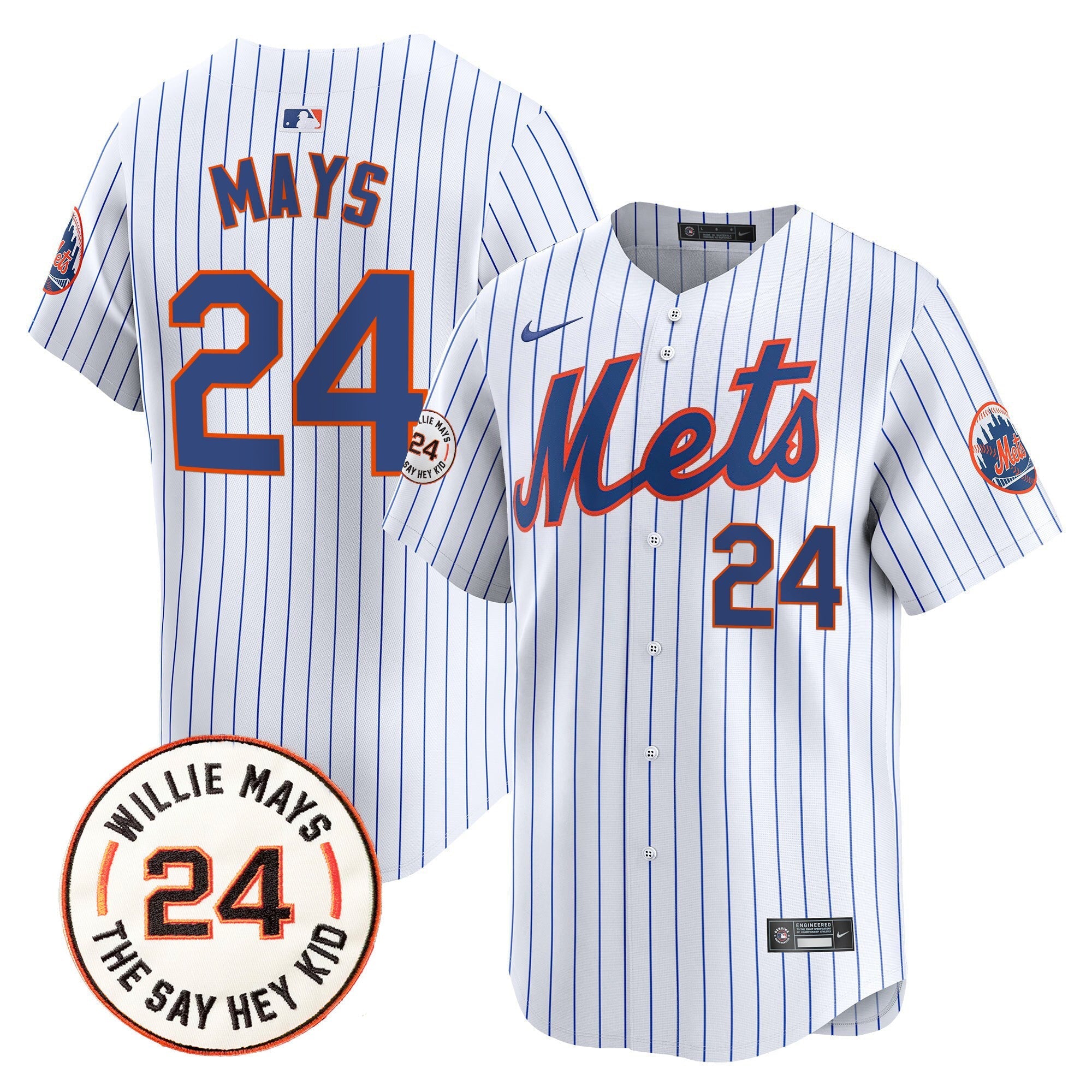 Mets Willie Mays Patch Vapor Premier Limited Jersey - Stitched