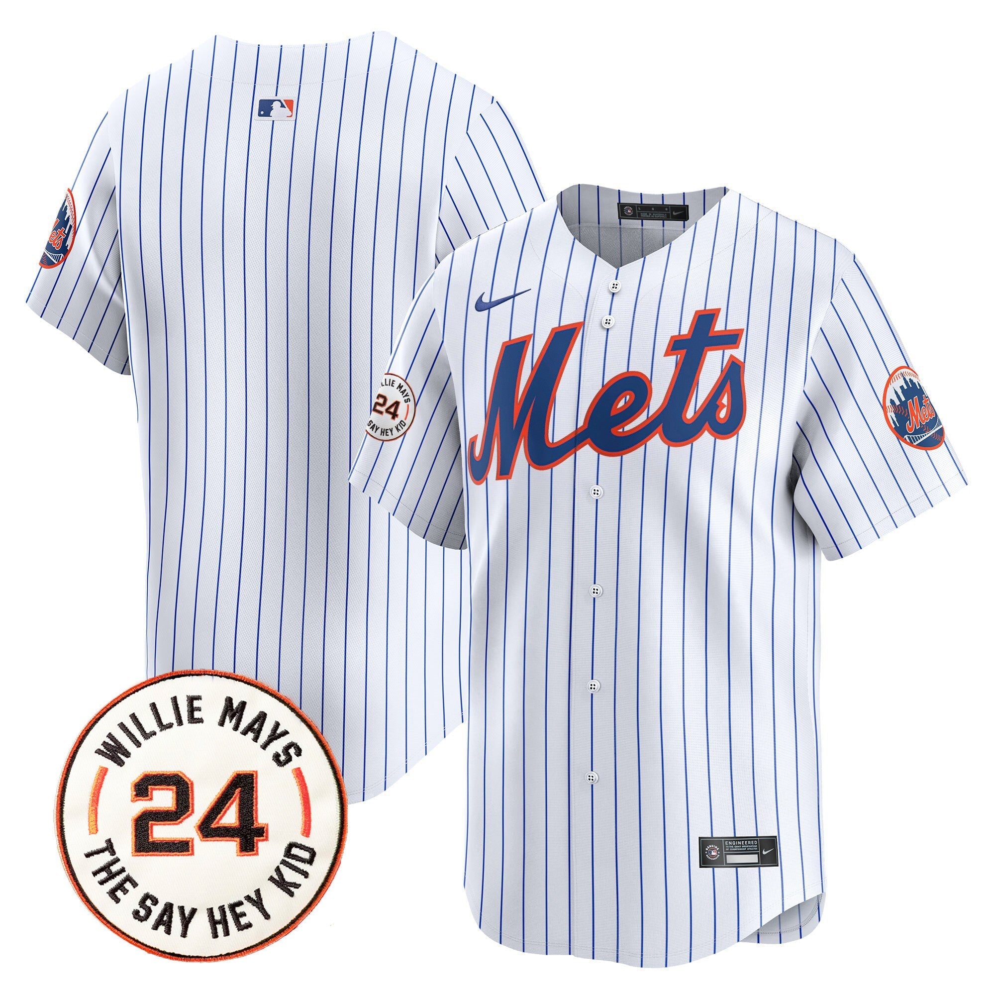 Mets Willie Mays Patch Vapor Premier Limited Jersey - Stitched