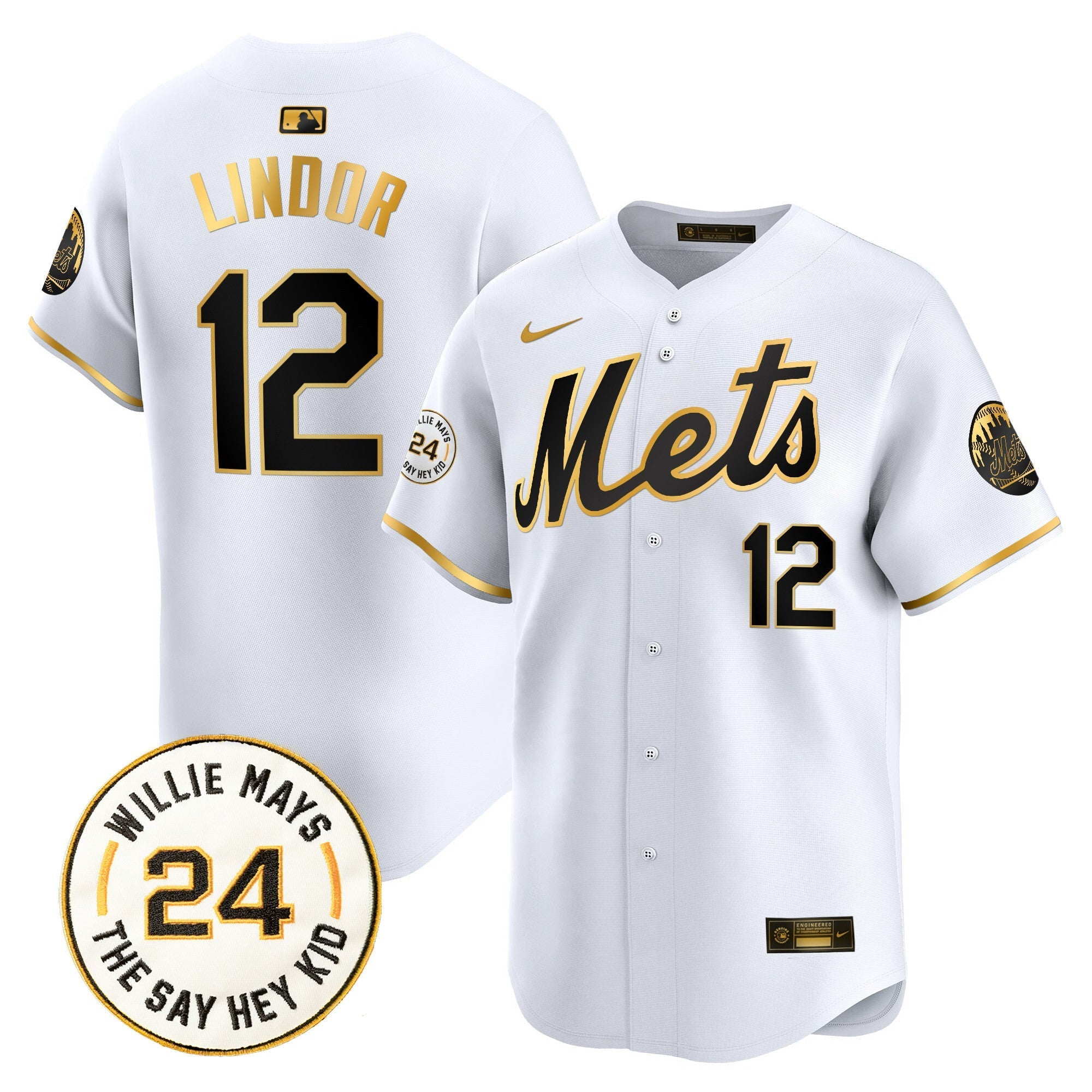 Mets Willie Mays Patch Vapor Premier Limited Jersey - Stitched