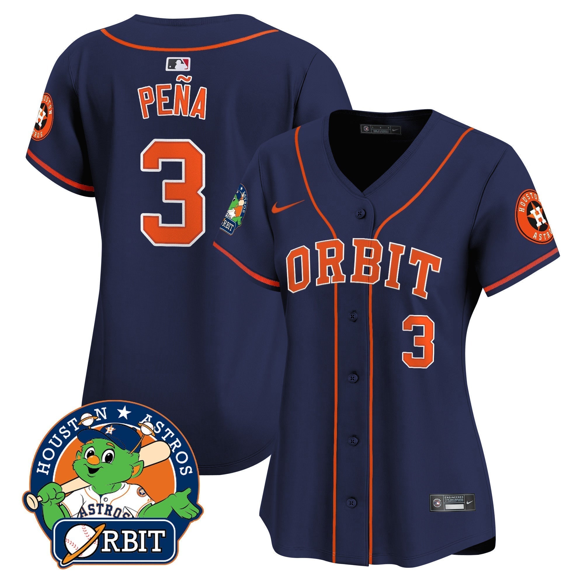 Women's Astros Orbit Patch Vapor Premier Limited Jersey - Stitched