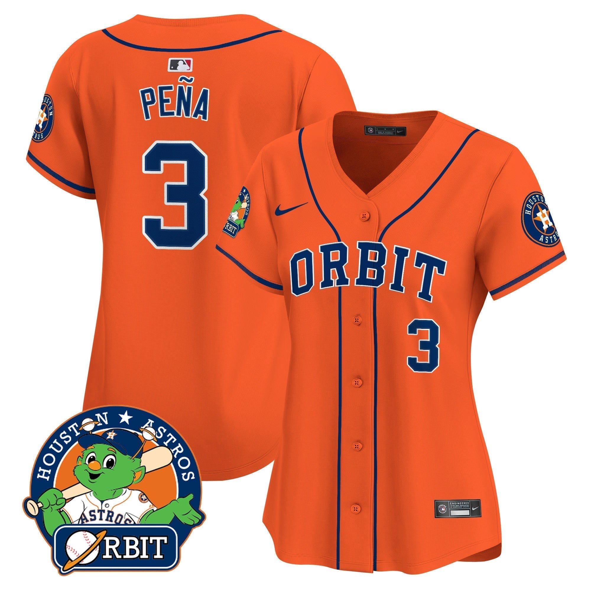 Women's Astros Orbit Patch Vapor Premier Limited Jersey - Stitched