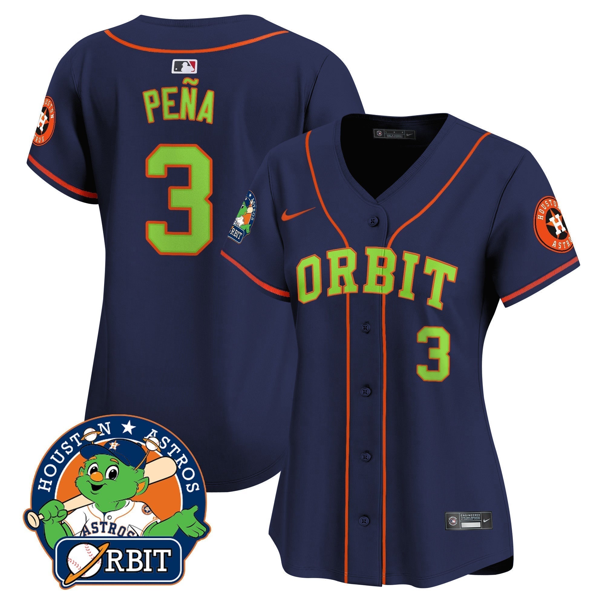Women's Astros Orbit Patch Vapor Premier Limited Jersey - Stitched