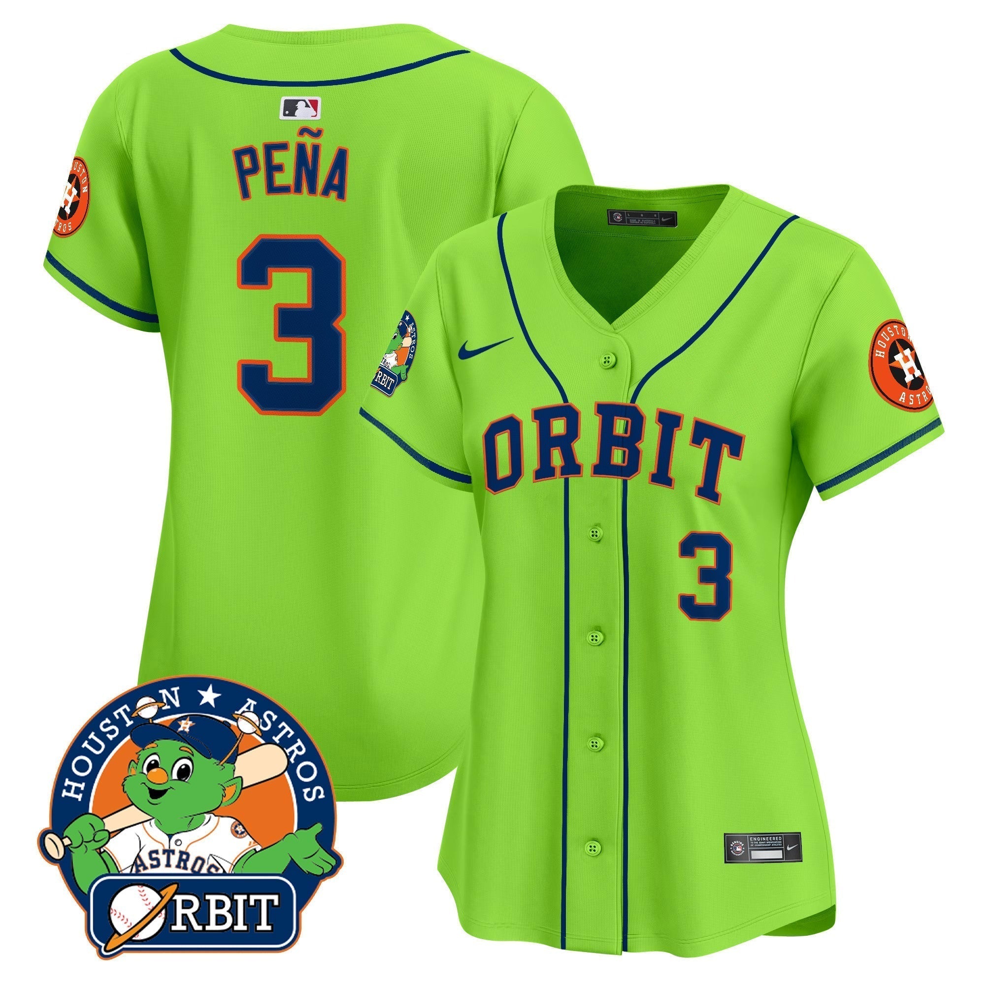 Women's Astros Orbit Patch Vapor Premier Limited Jersey - Stitched