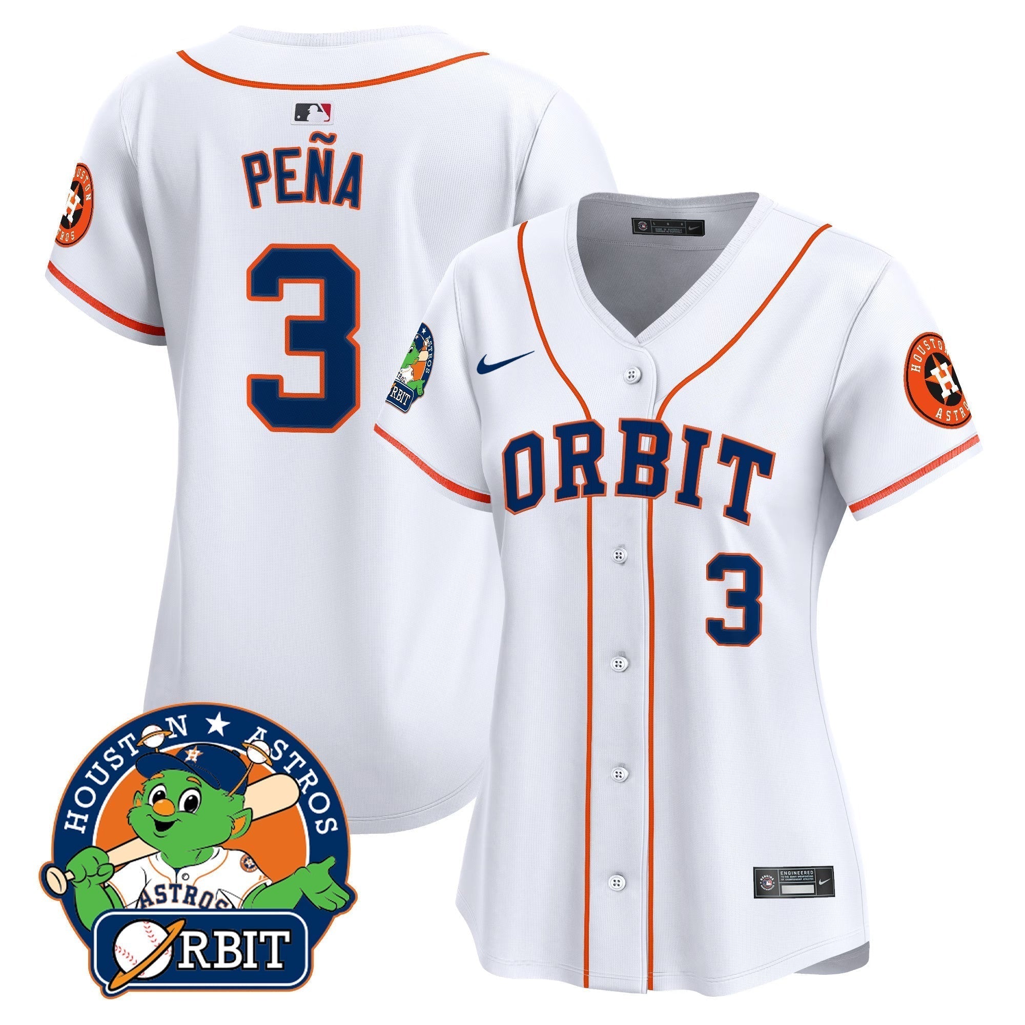 Women's Astros Orbit Patch Vapor Premier Limited Jersey - Stitched