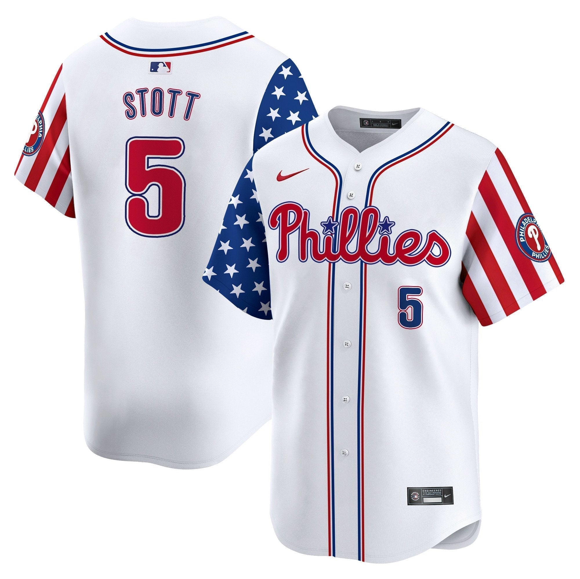 Phillies 2025 Independence Day Vapor Premier Limited Jersey - Stitched