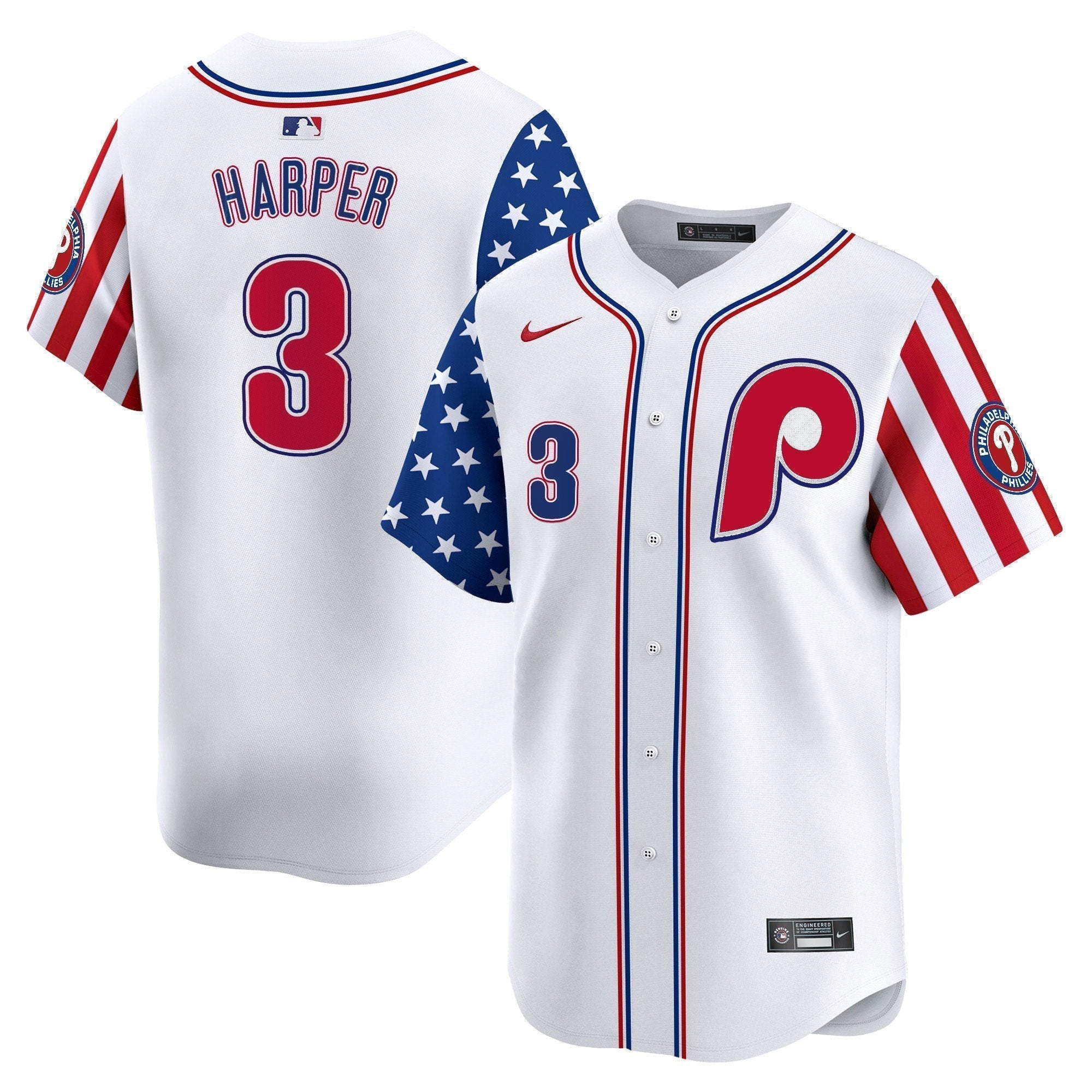 Phillies 2025 Independence Day Vapor Premier Limited Jersey - Stitched