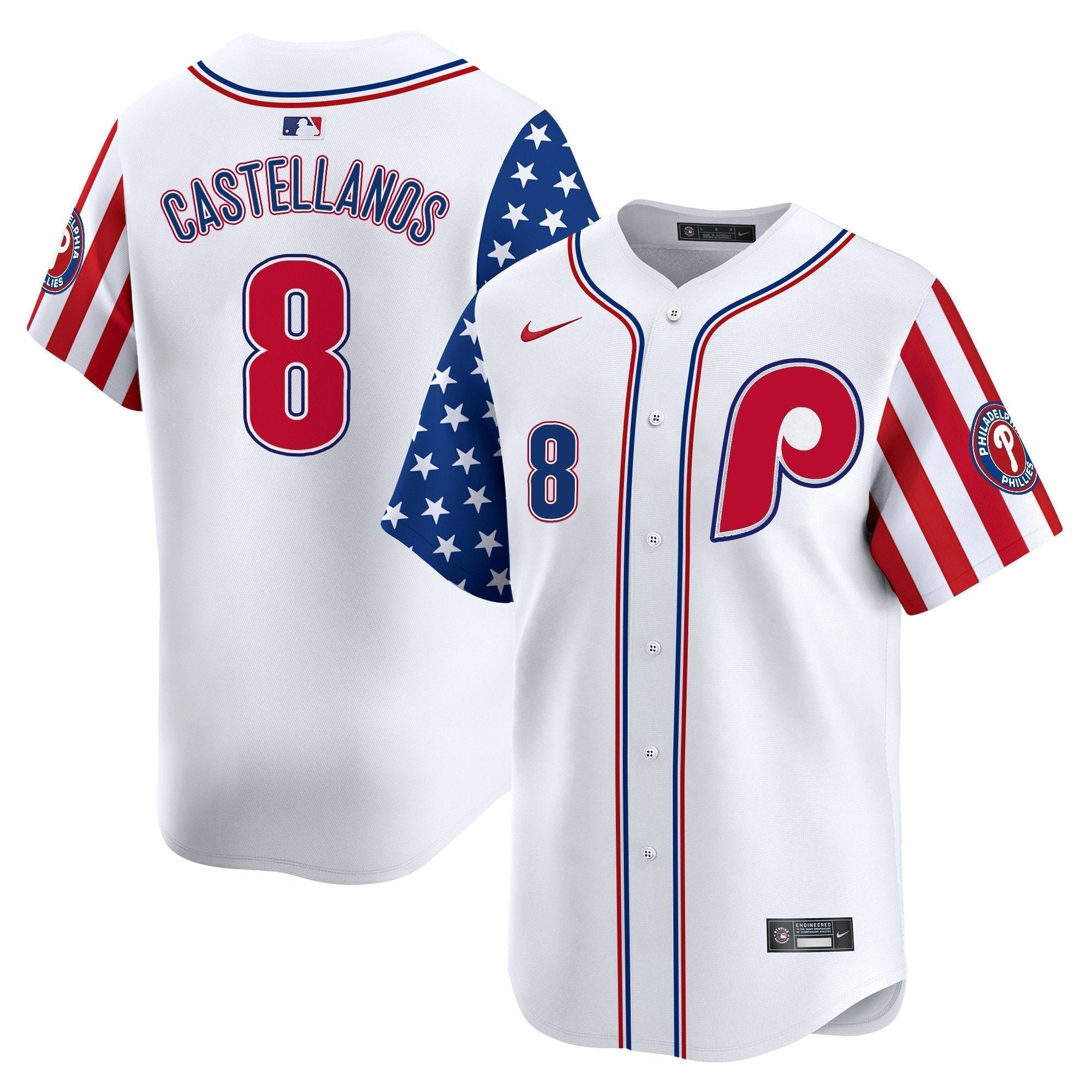 Phillies 2025 Independence Day Vapor Premier Limited Jersey - Stitched