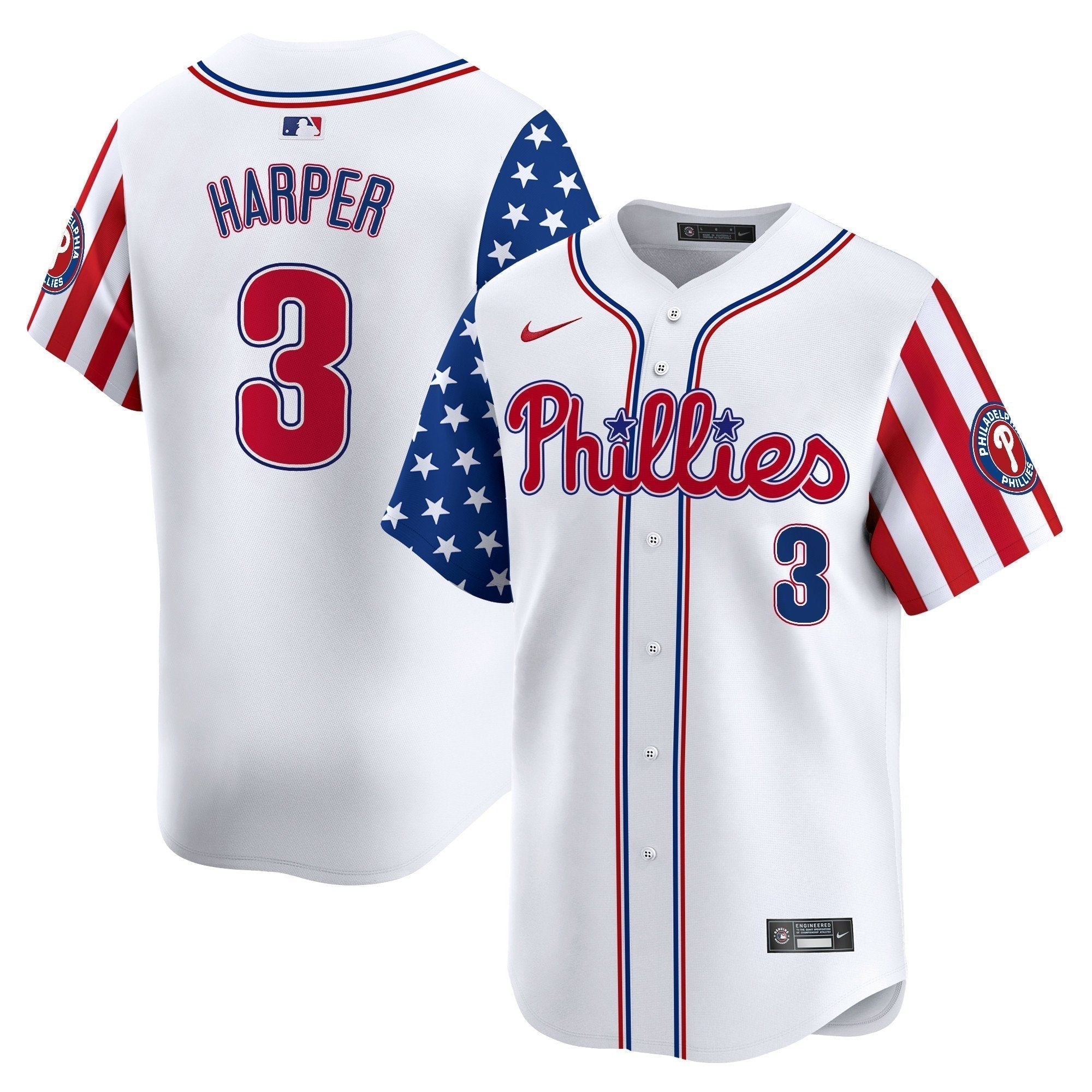 Phillies 2025 Independence Day Vapor Premier Limited Jersey - Stitched