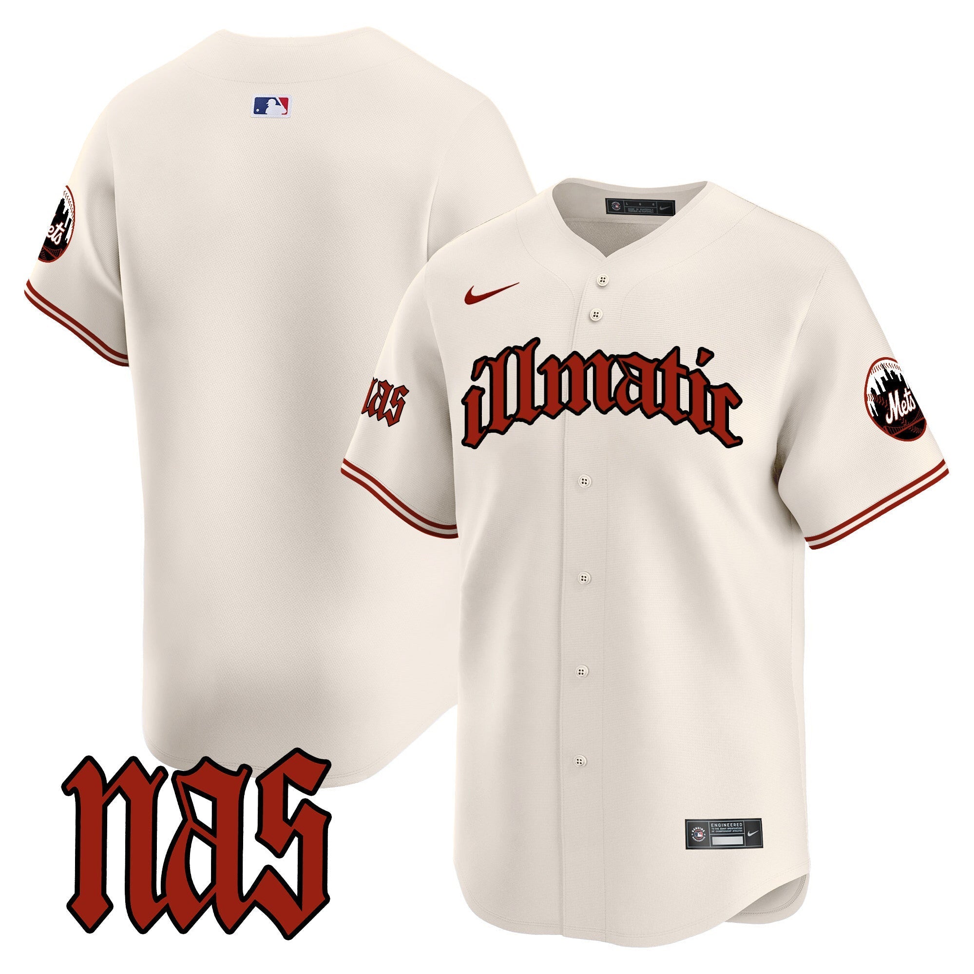 Mets Nas Illmatic Vapor Premier Limited Jersey - Stitched