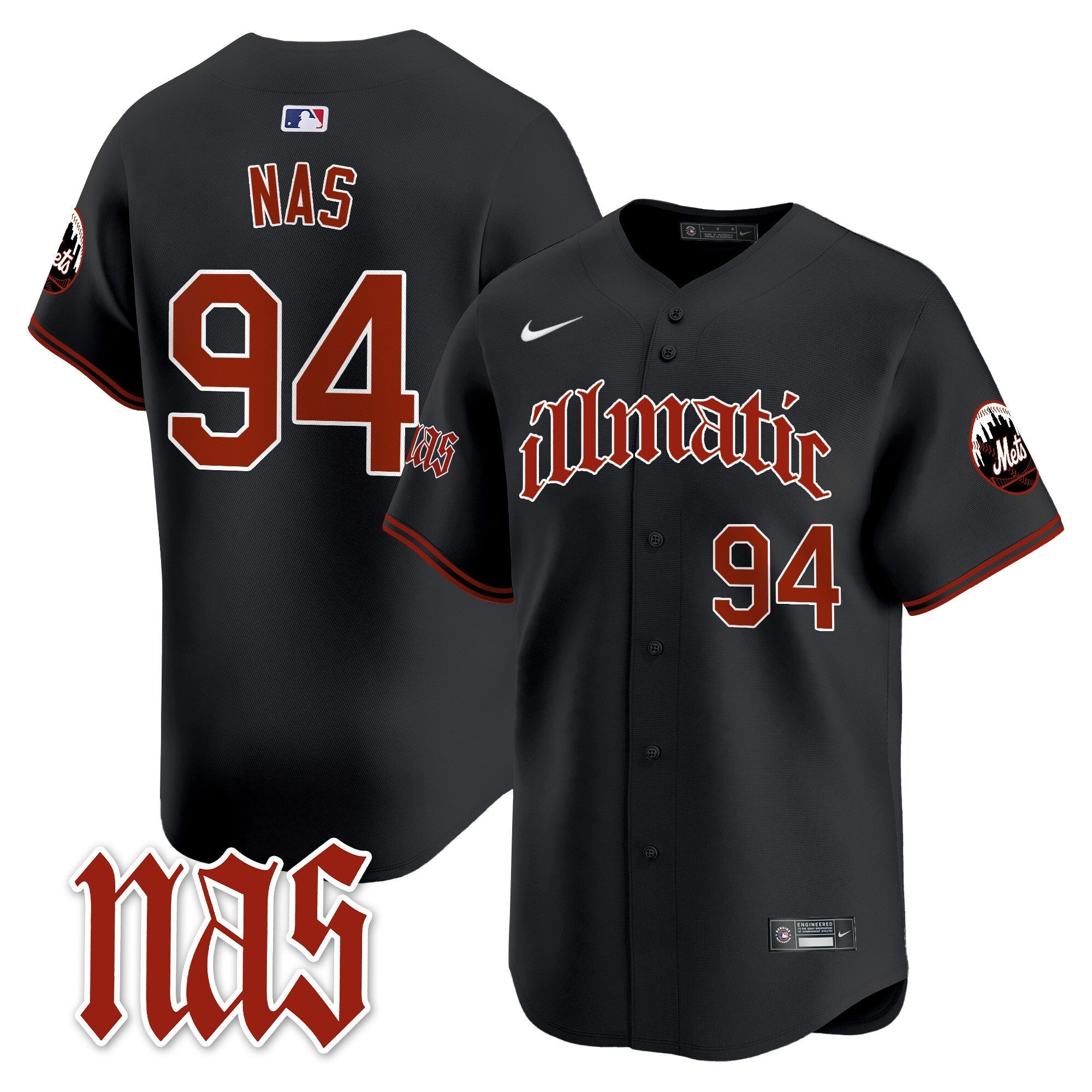 Mets Nas Illmatic Vapor Premier Limited Jersey - Stitched