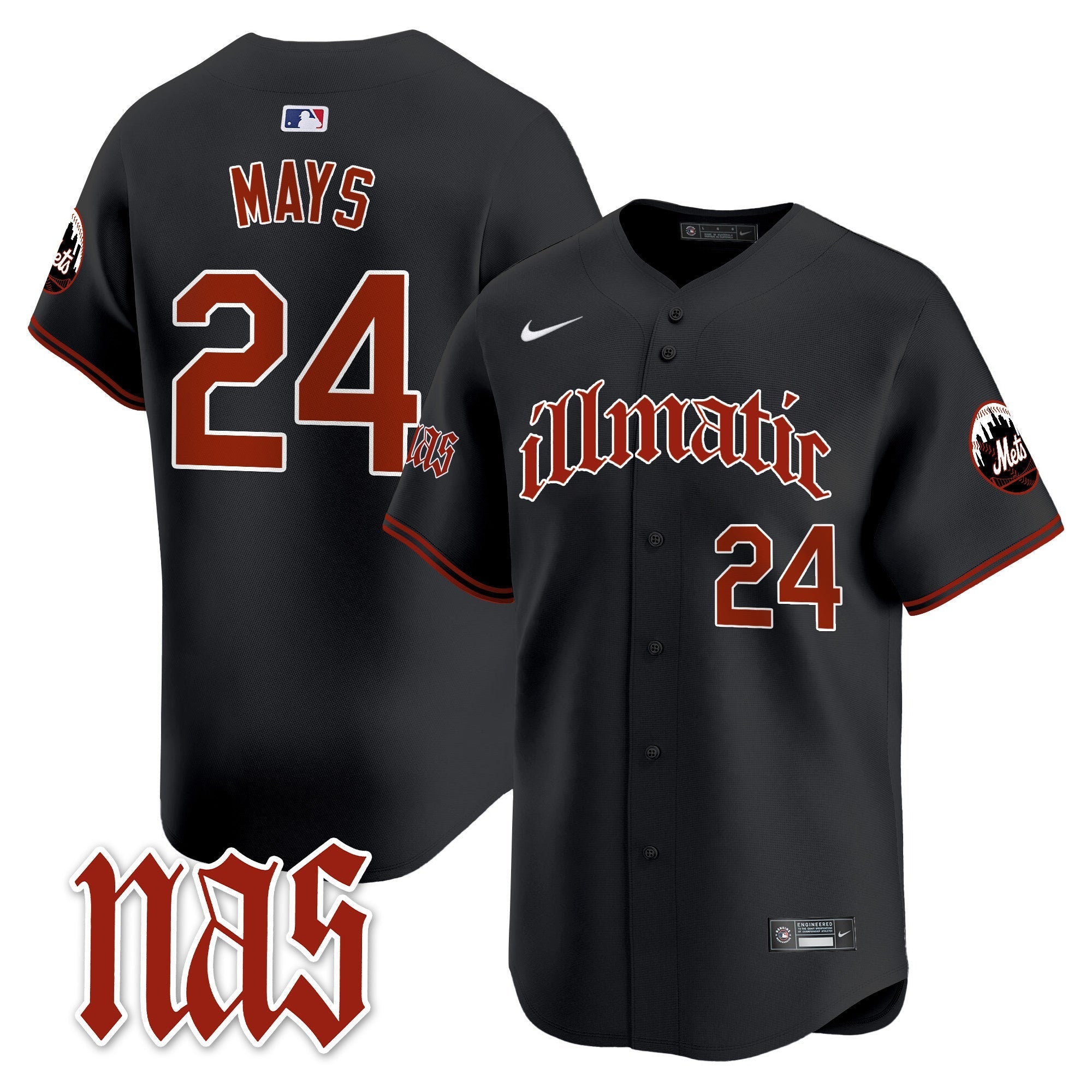 Mets Nas Illmatic Vapor Premier Limited Jersey - Stitched