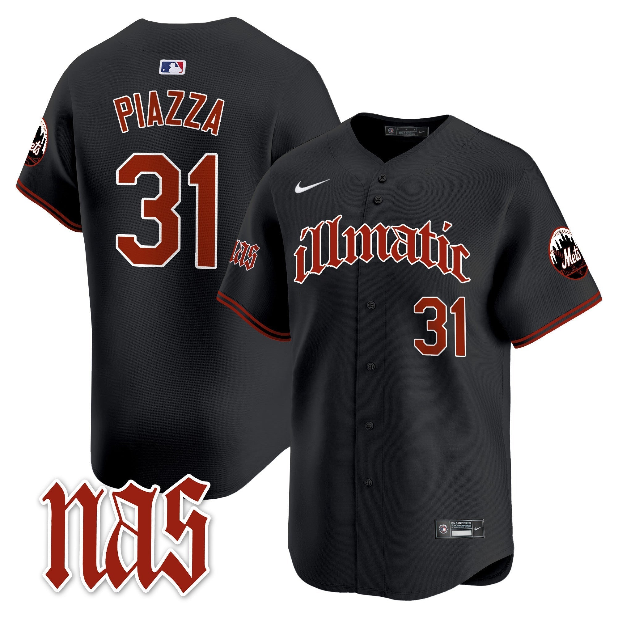 Mets Nas Illmatic Vapor Premier Limited Jersey - Stitched