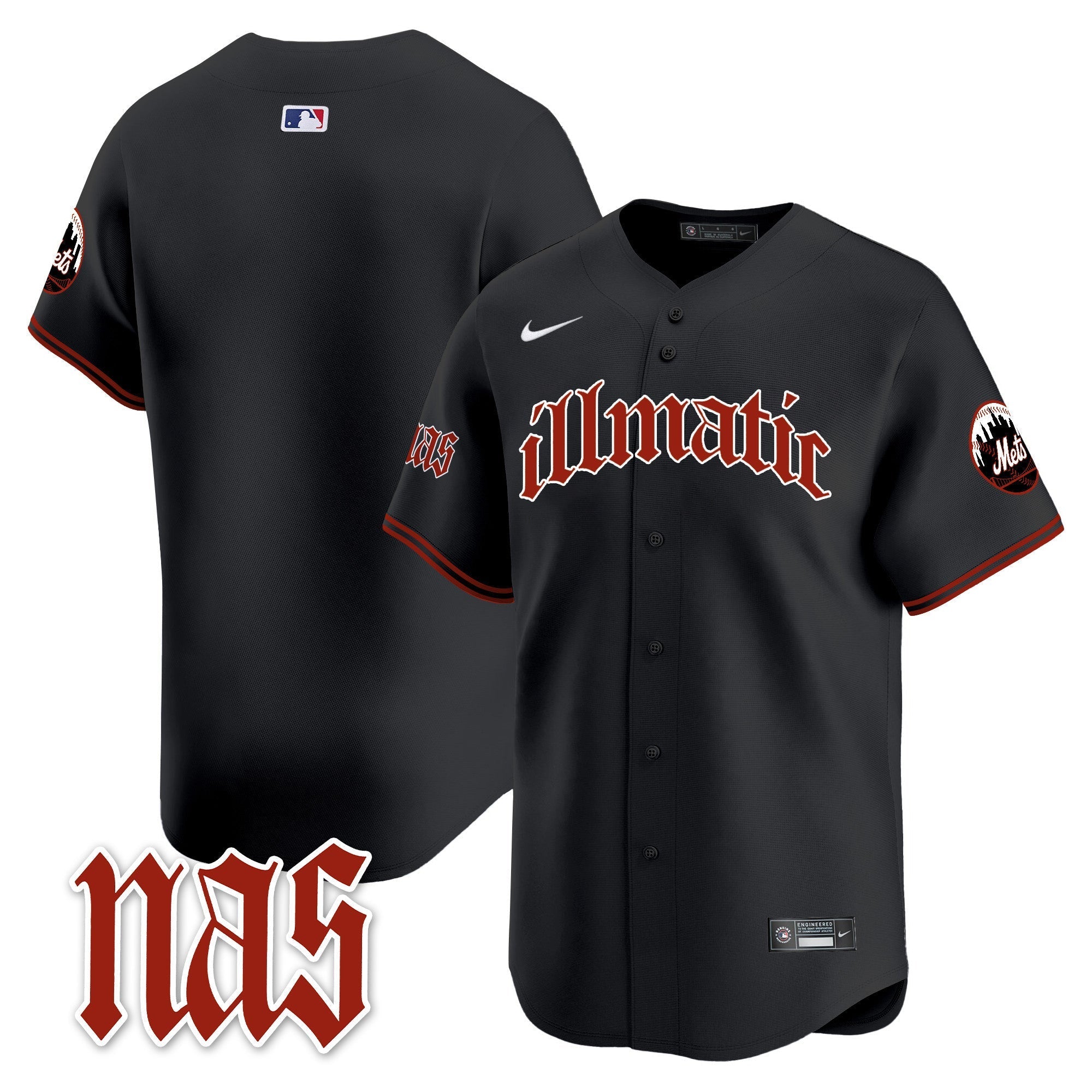 Mets Nas Illmatic Vapor Premier Limited Jersey - Stitched