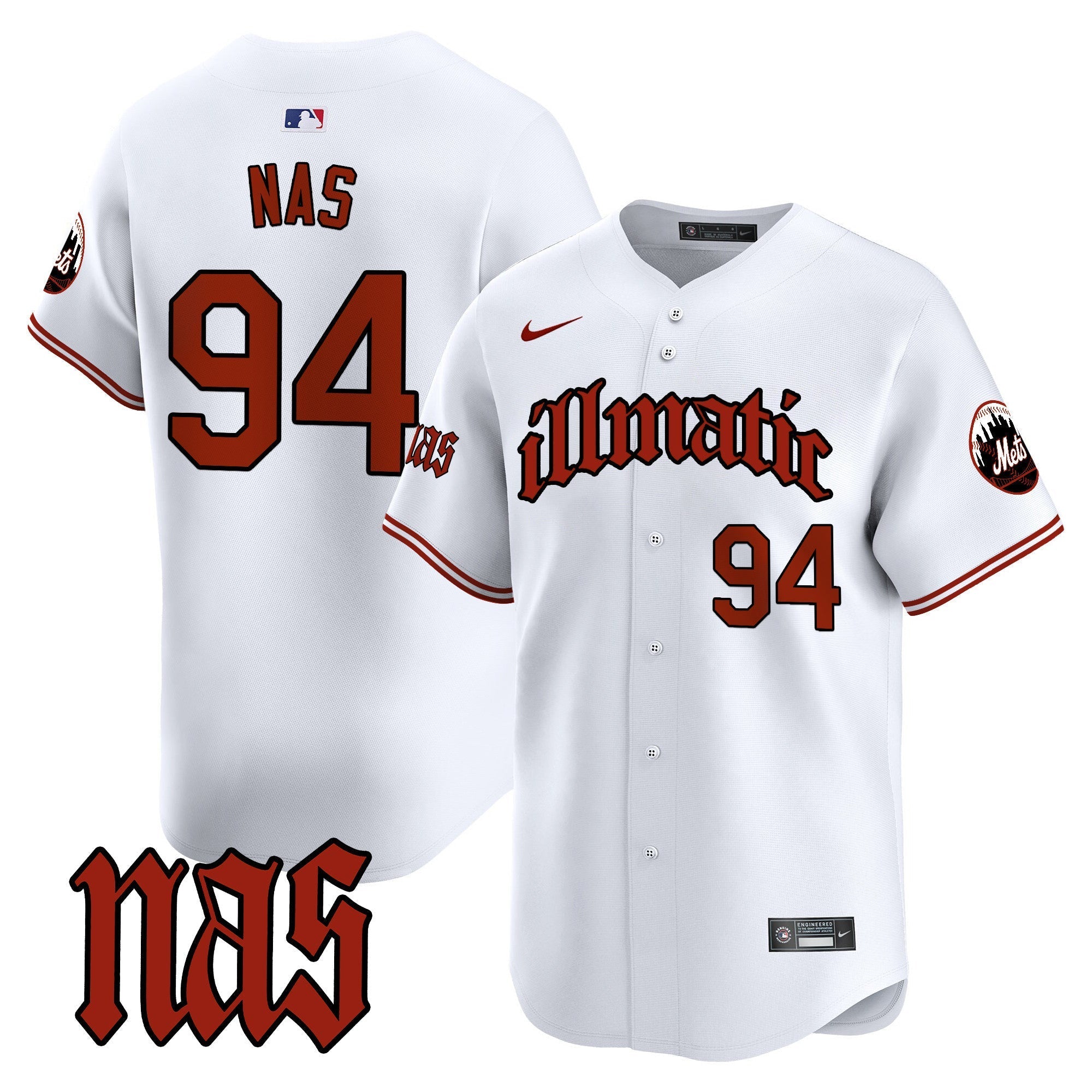 Mets Nas Illmatic Vapor Premier Limited Jersey - Stitched