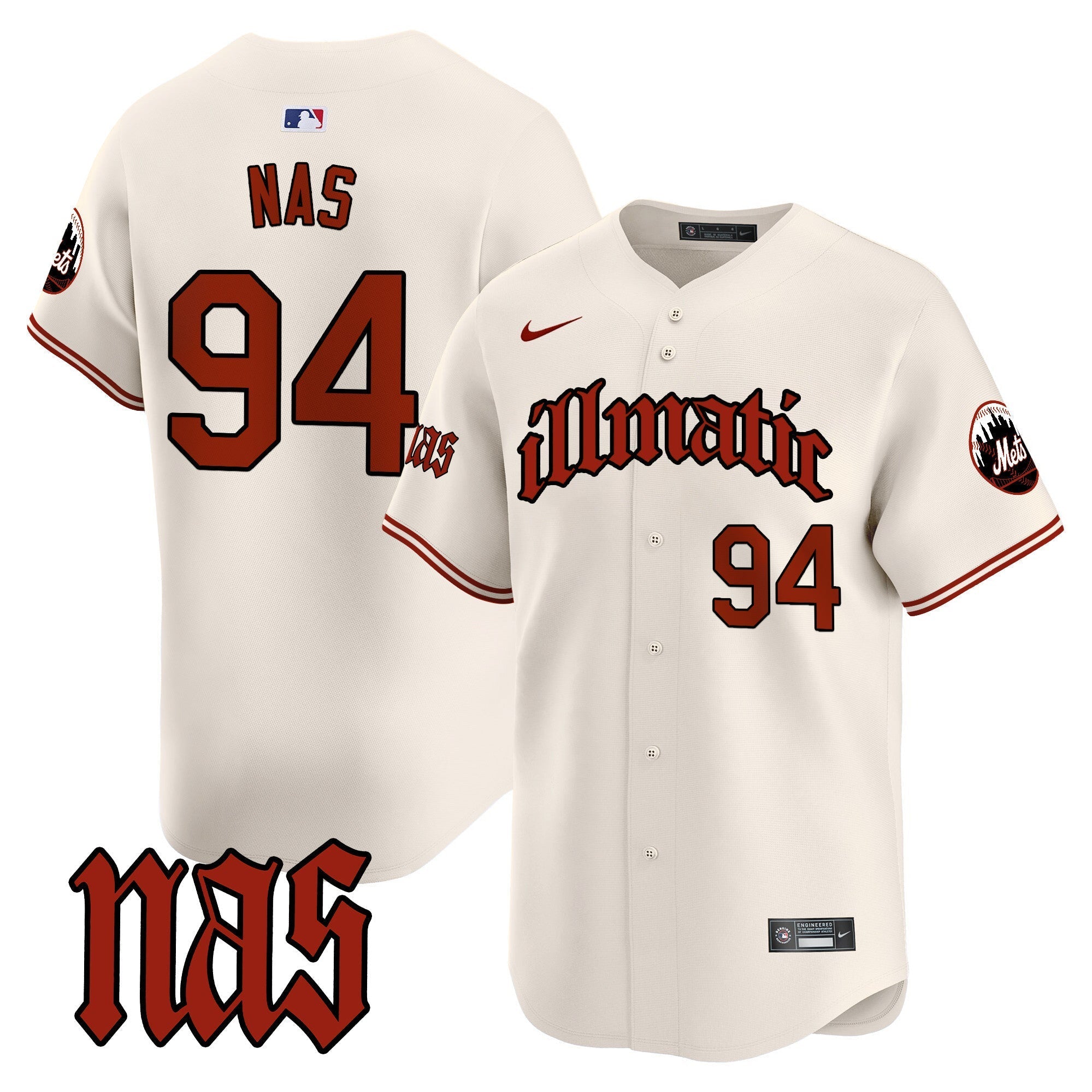 Mets Nas Illmatic Vapor Premier Limited Jersey - Stitched
