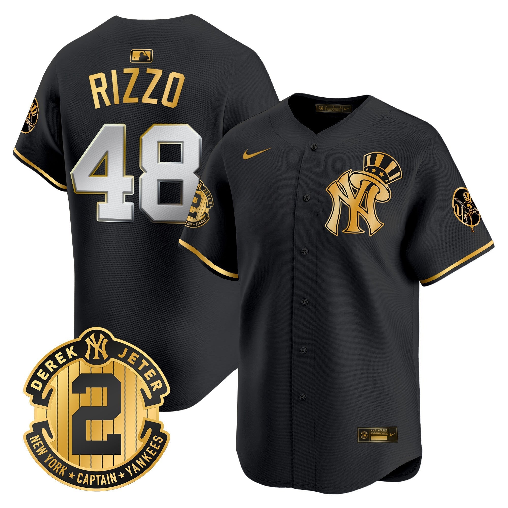 NYY Derek Jeter Patch Vapor Premier Limited Jersey V2 - Stitched
