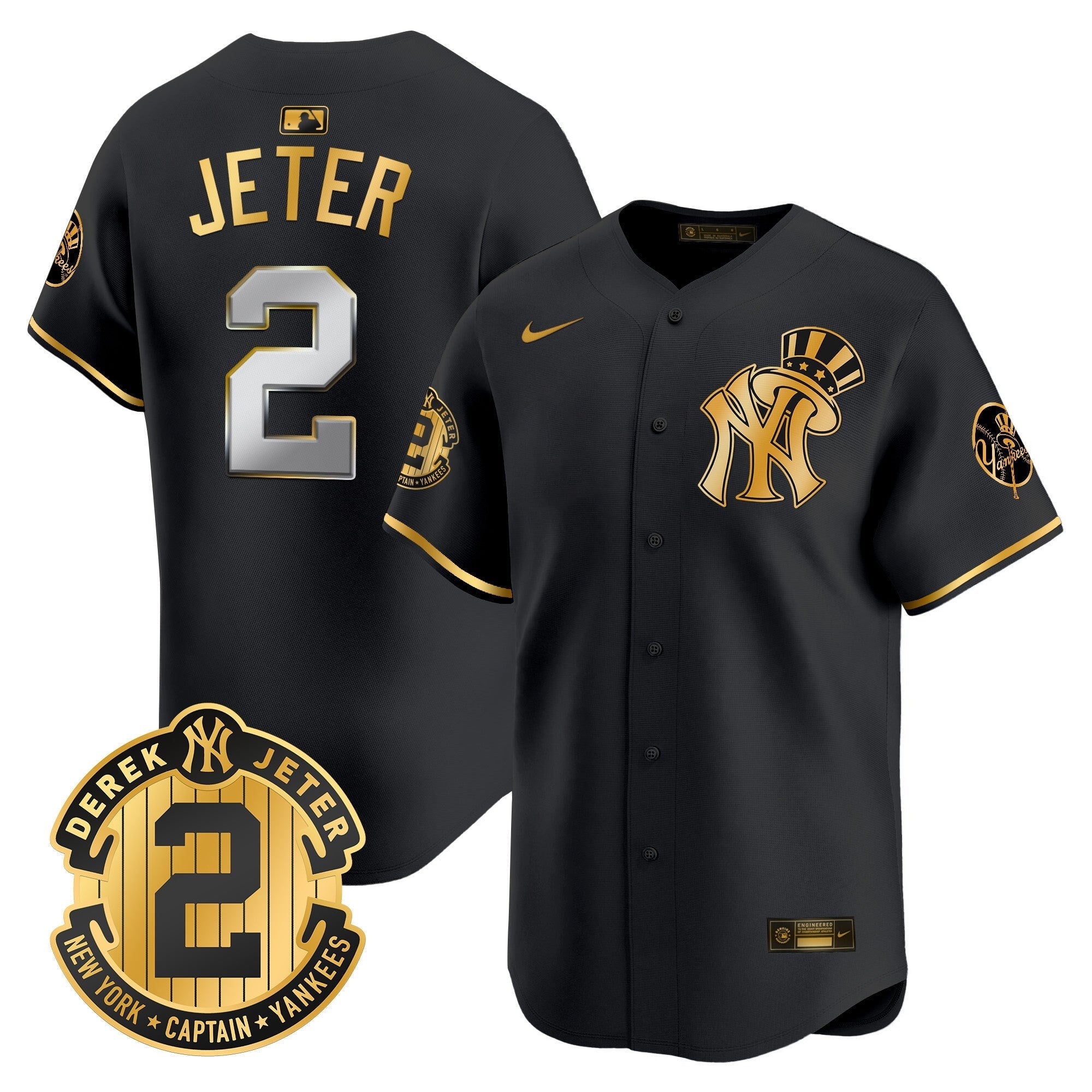 NYY Derek Jeter Patch Vapor Premier Limited Jersey V2 - Stitched