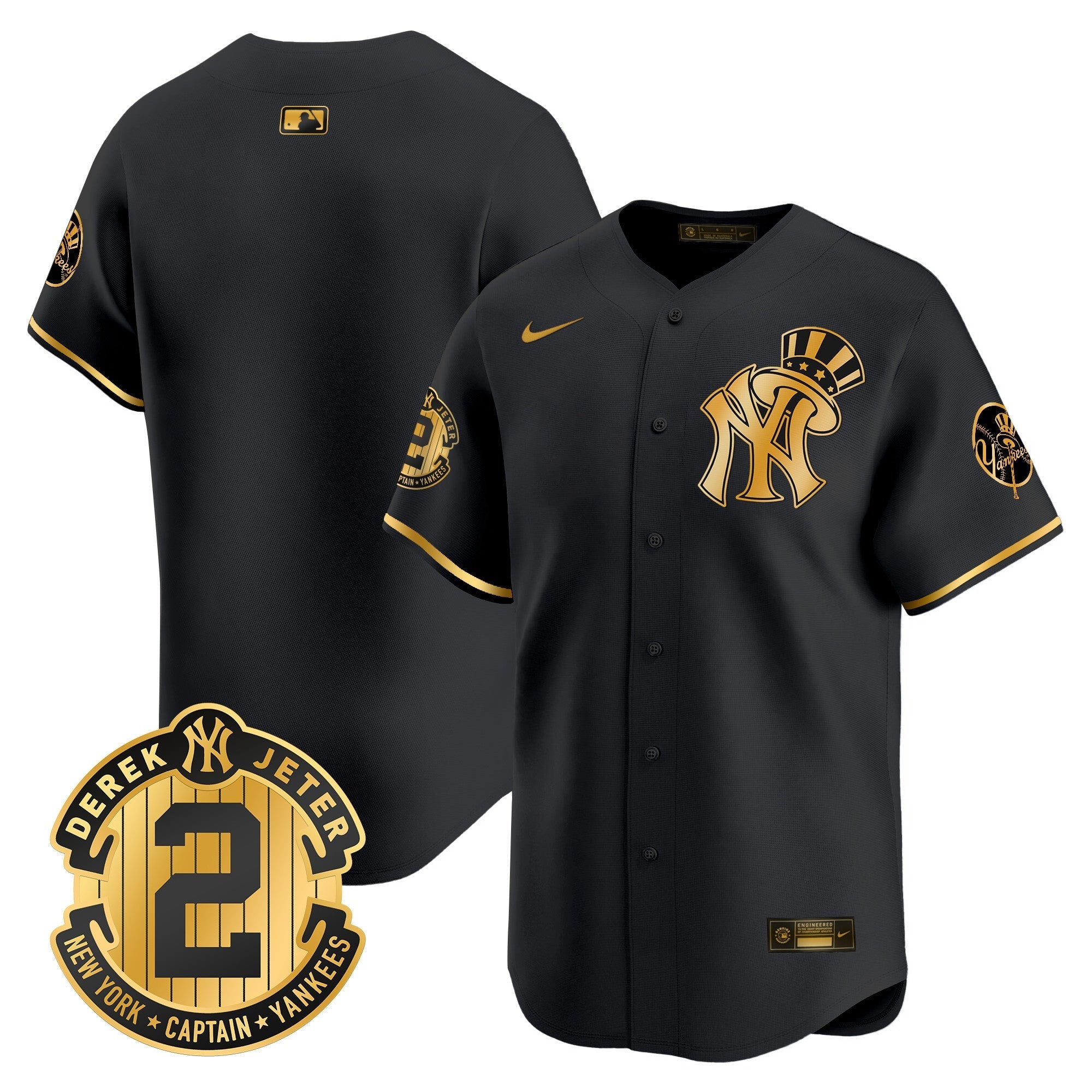NYY Derek Jeter Patch Vapor Premier Limited Jersey V2 - Stitched