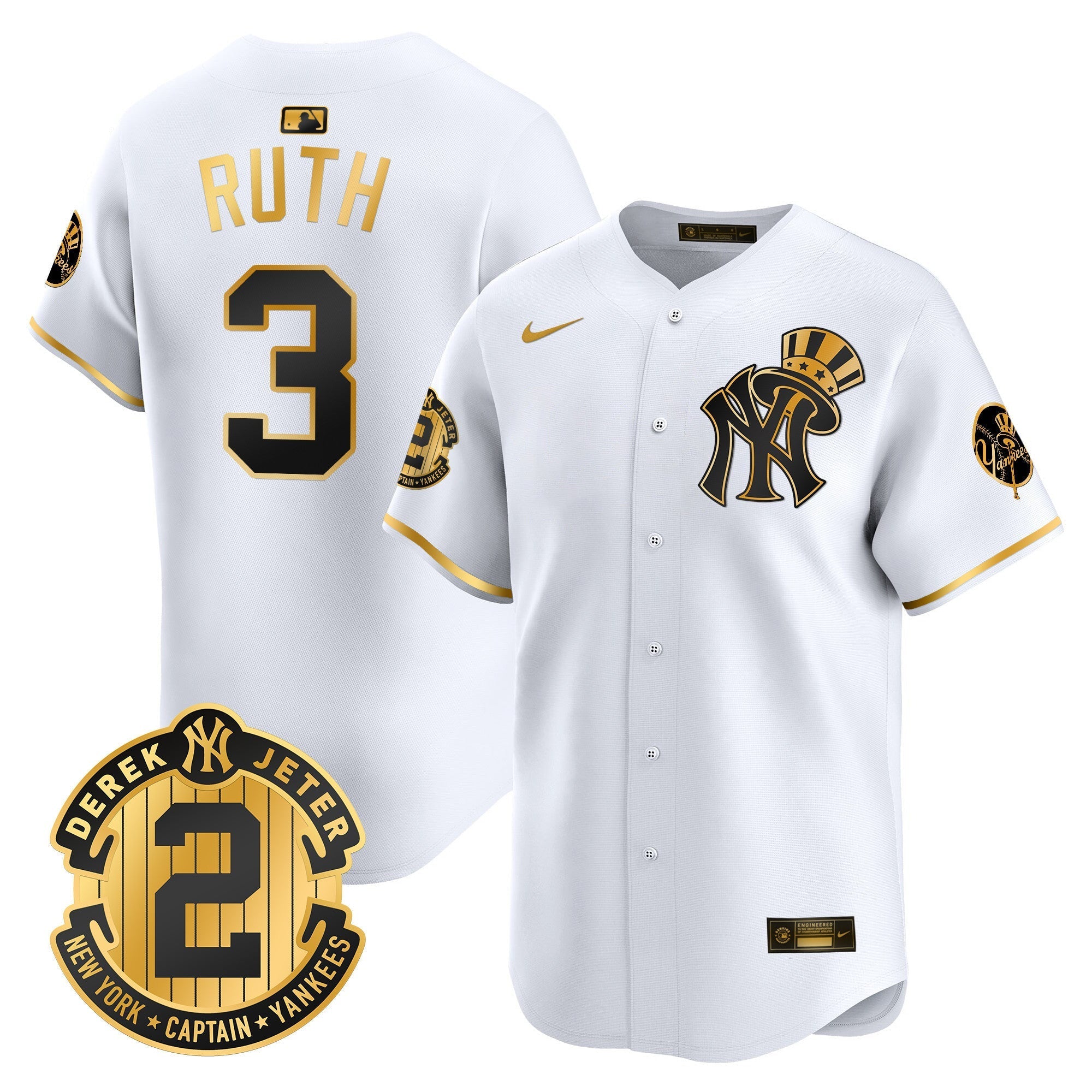 NYY Derek Jeter Patch Vapor Premier Limited Jersey V2 - Stitched