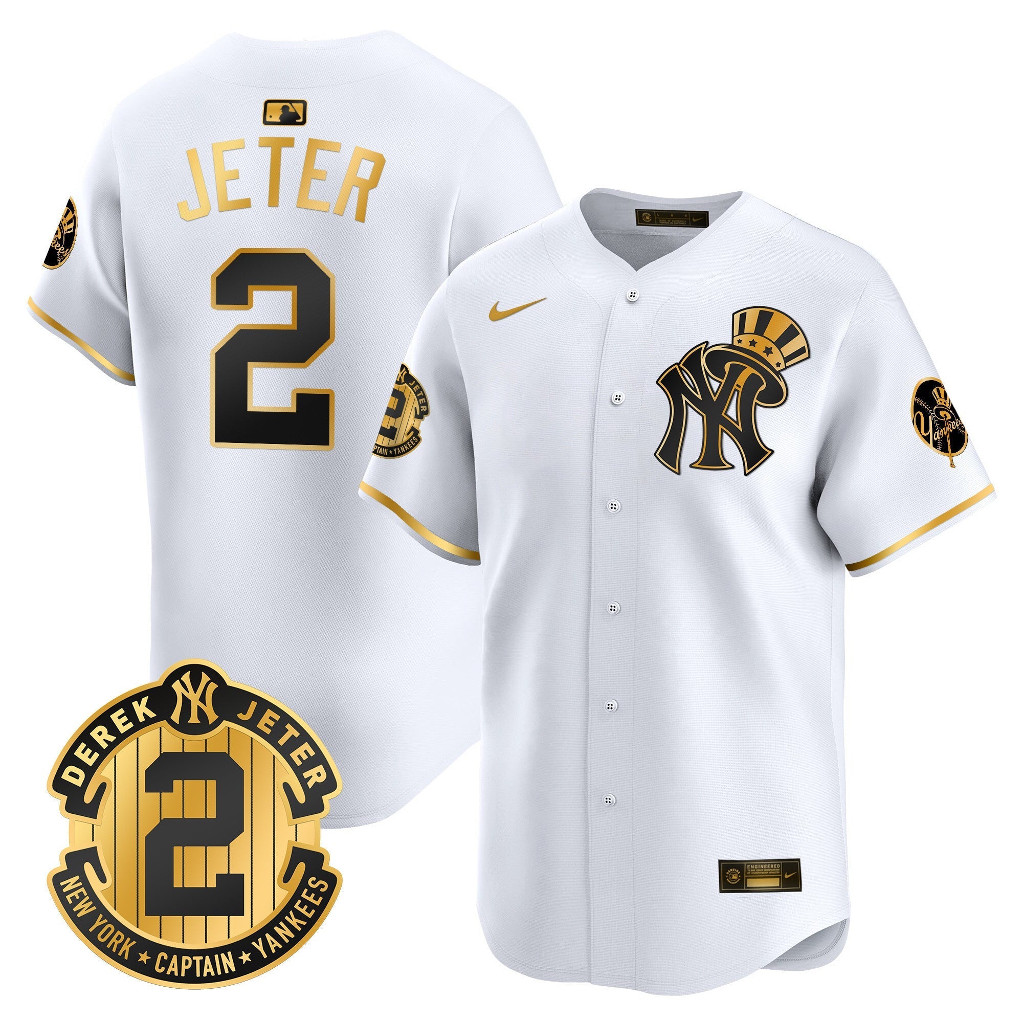 NYY Derek Jeter Patch Vapor Premier Limited Jersey V2 - Stitched