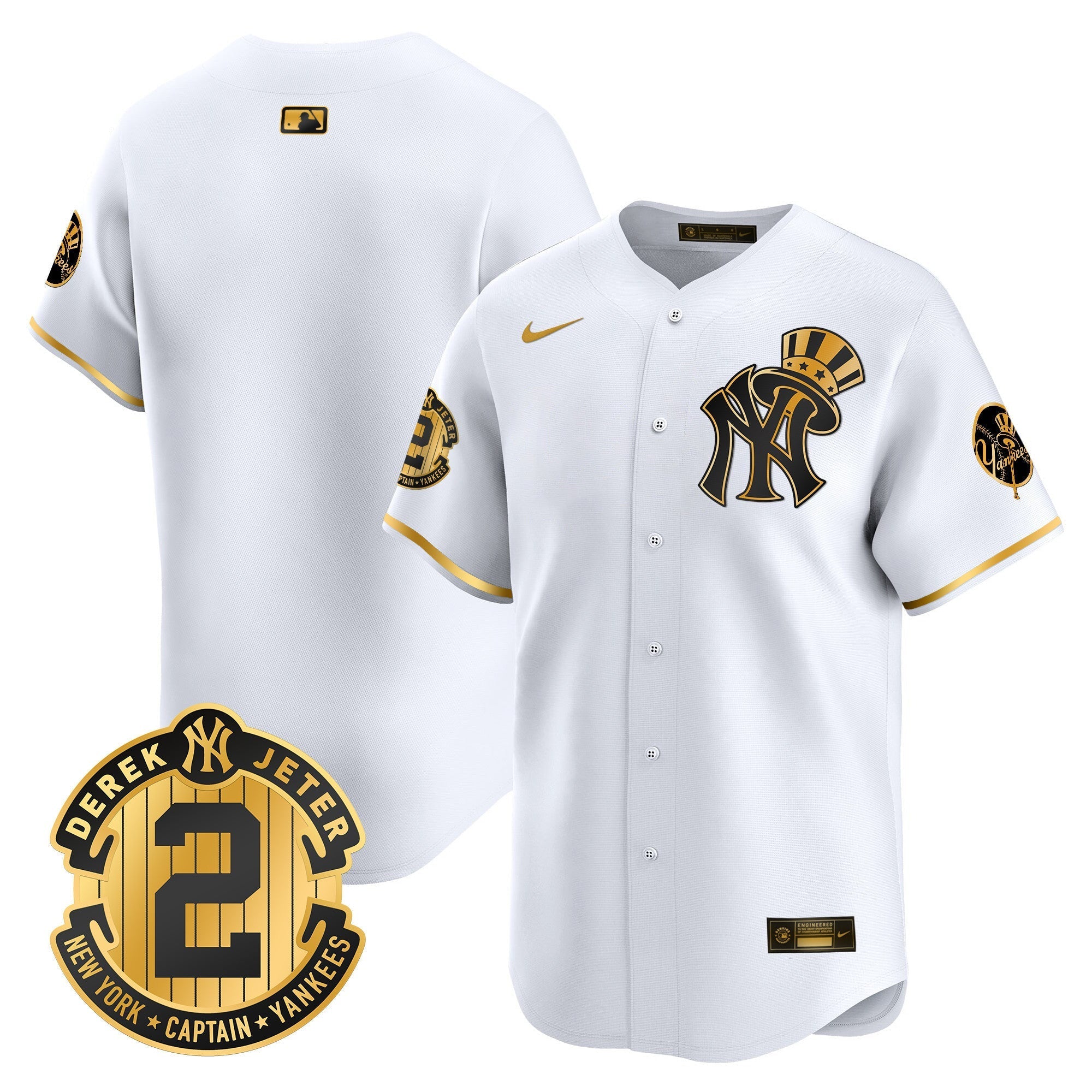 NYY Derek Jeter Patch Vapor Premier Limited Jersey V2 - Stitched
