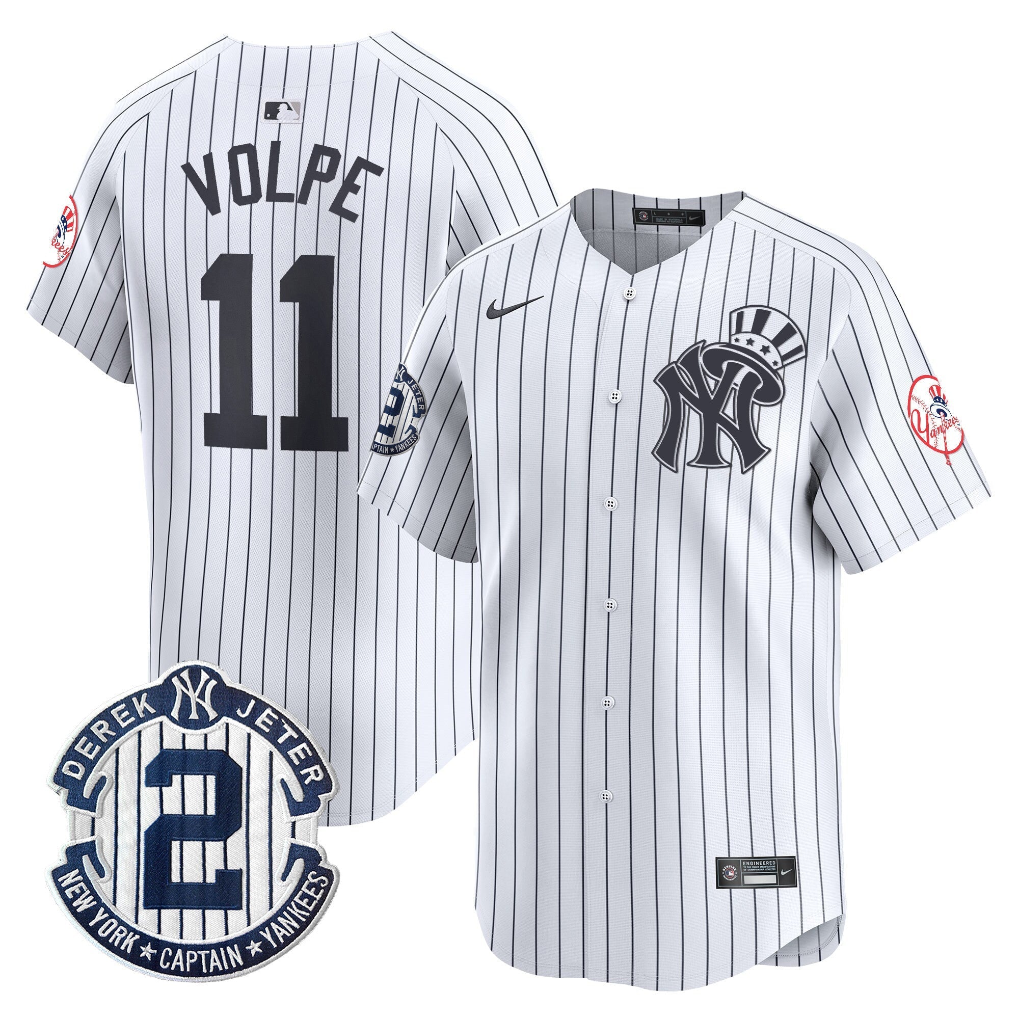 NYY Derek Jeter Patch Vapor Premier Limited Jersey V2 - Stitched