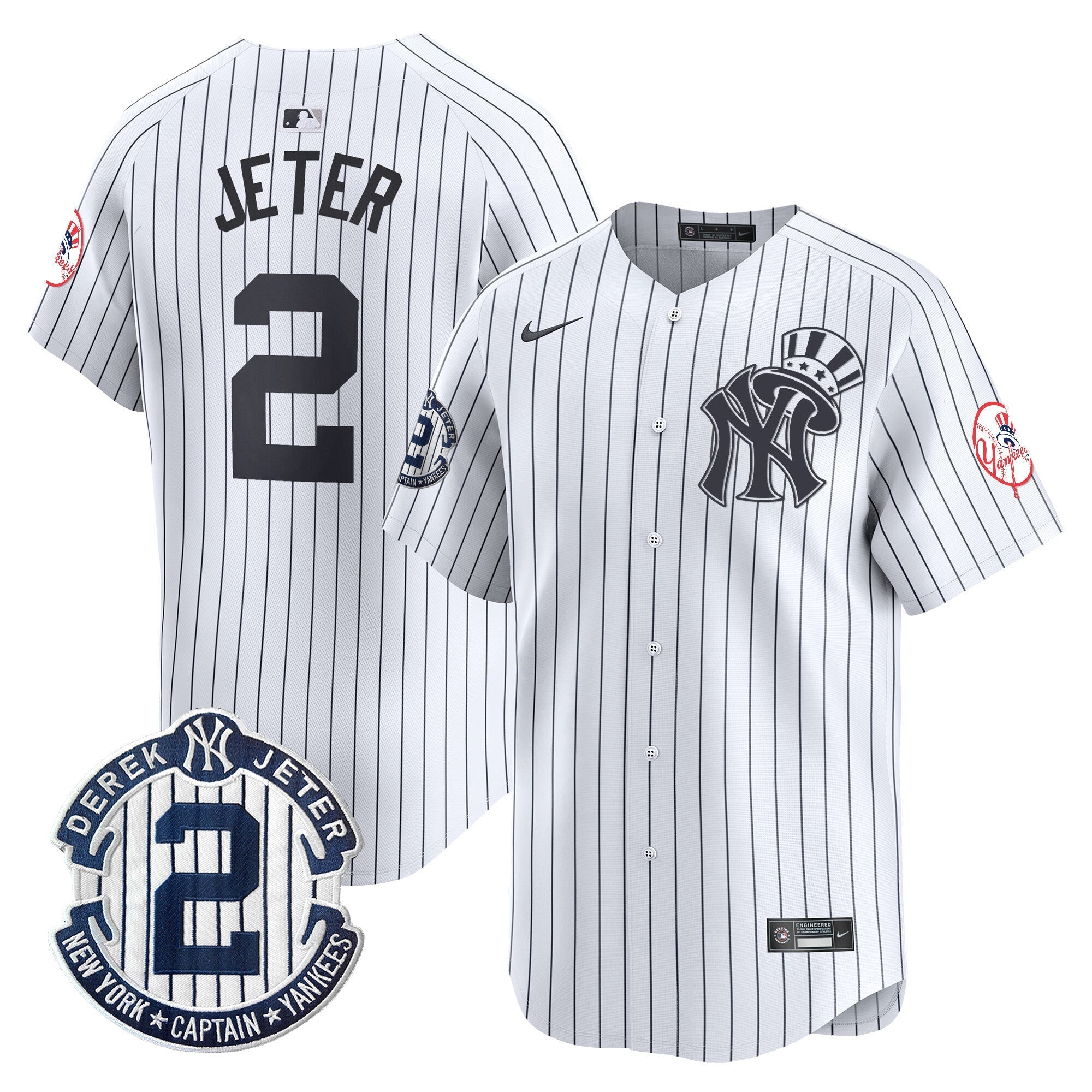 NYY Derek Jeter Patch Vapor Premier Limited Jersey V2 - Stitched