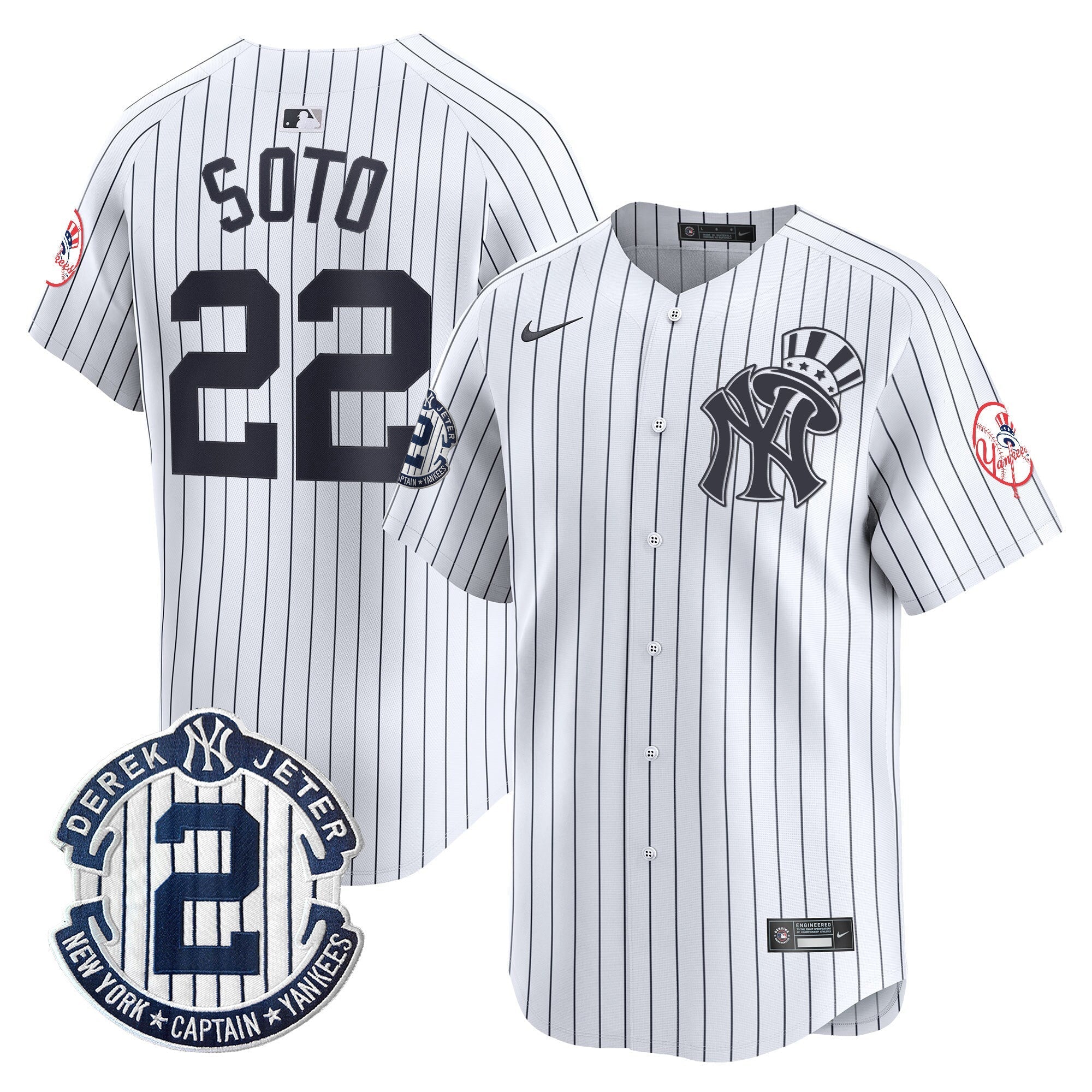 NYY Derek Jeter Patch Vapor Premier Limited Jersey V2 - Stitched