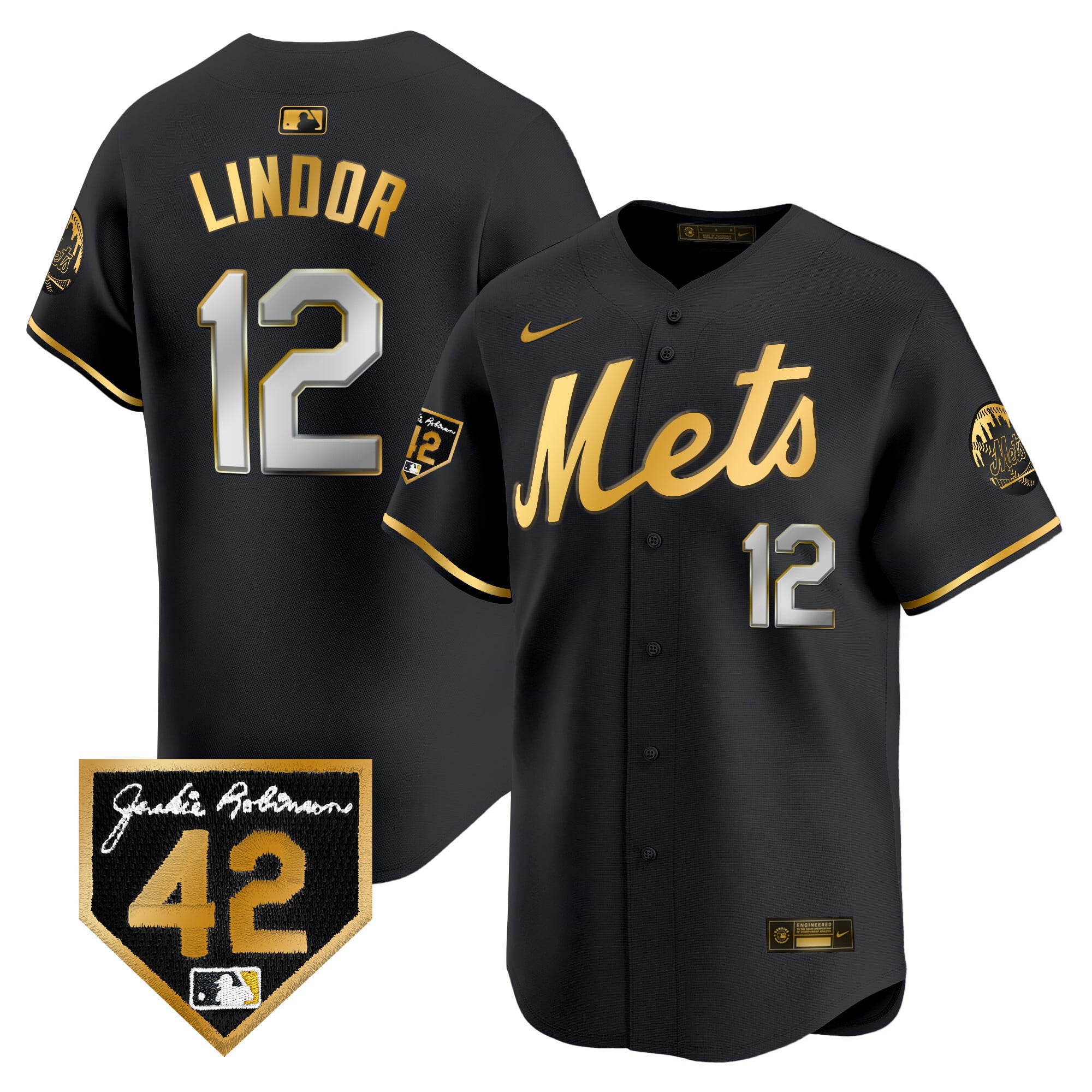 NYM Jackie Robinson Patch Vapor Premier Limited Jersey - Stitched