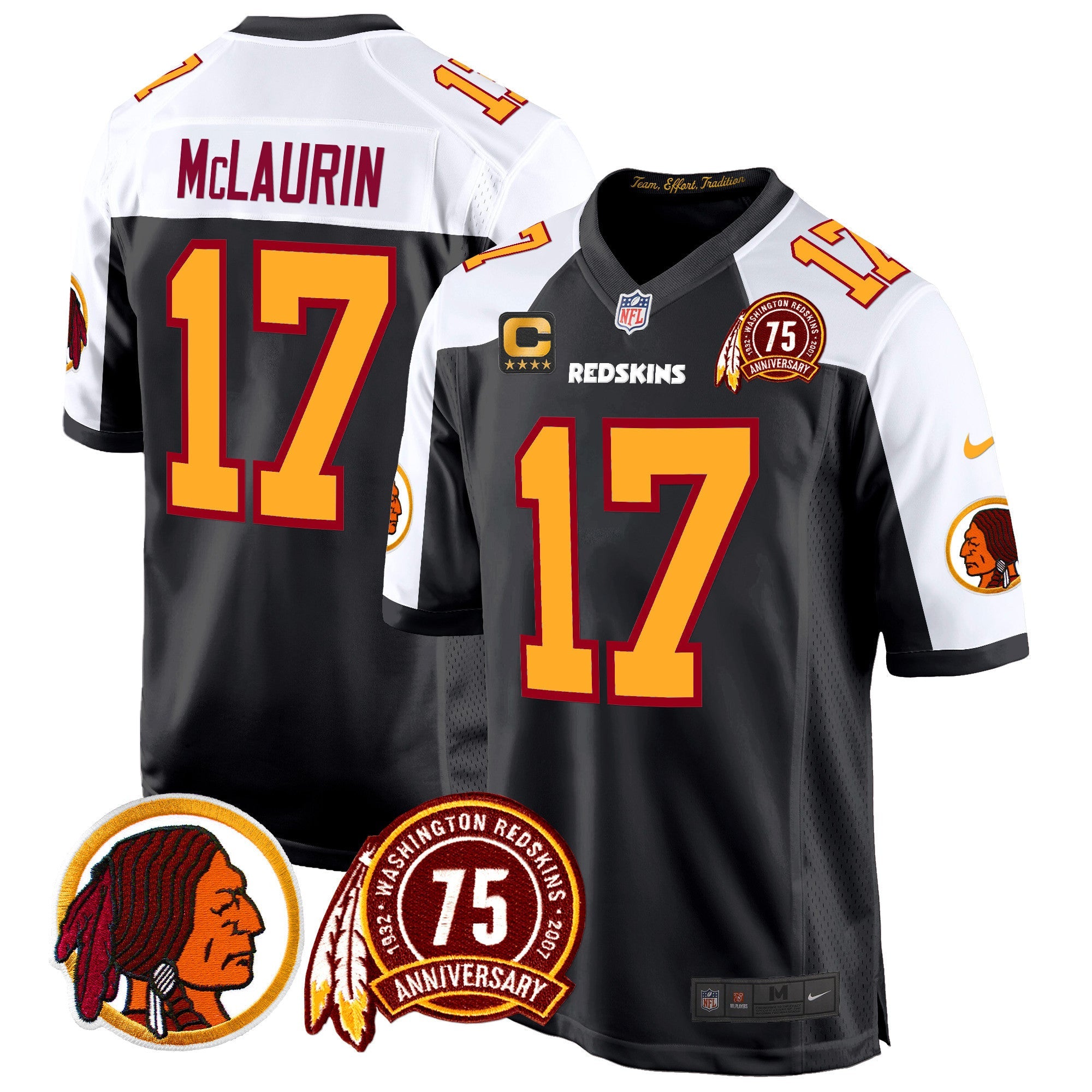 Men's Washington Redskins 75th Patch Throwback Game Jersey - All Stitched