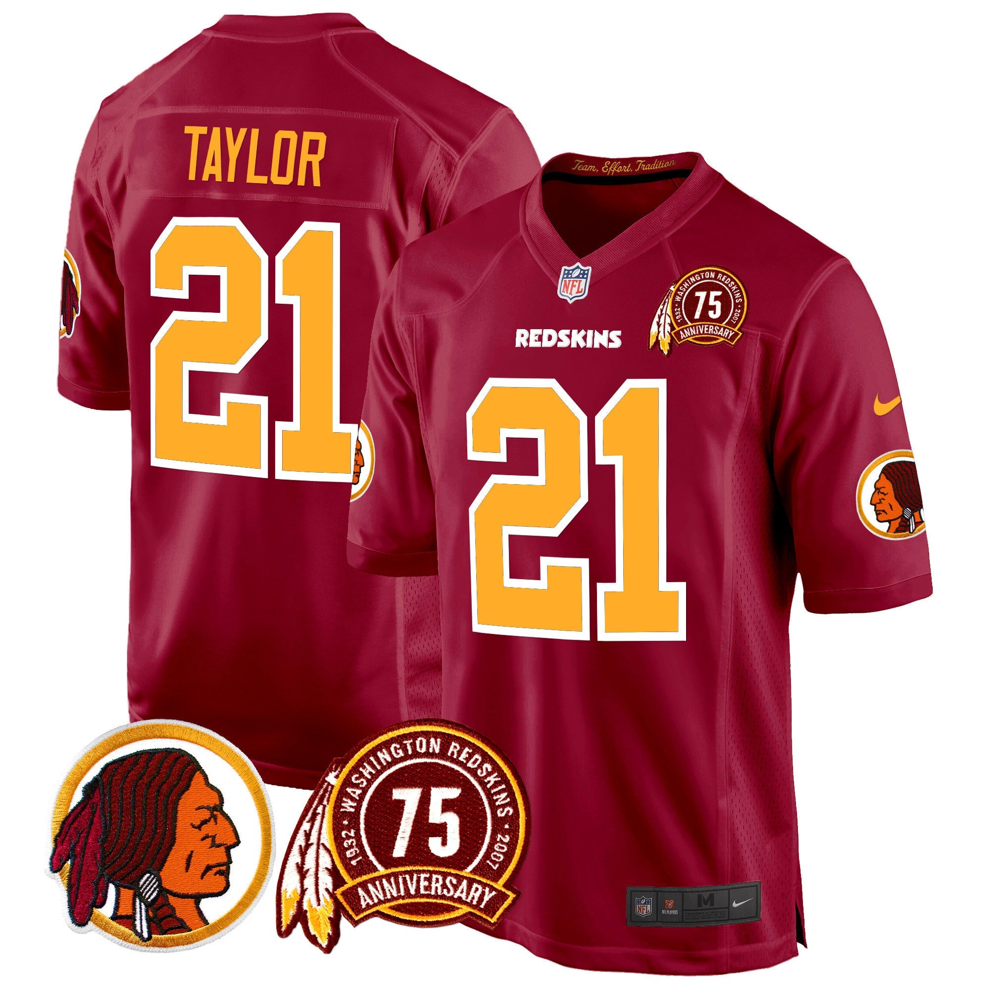 Men's Washington Redskins 75th Patch Throwback Game Jersey - All Stitched