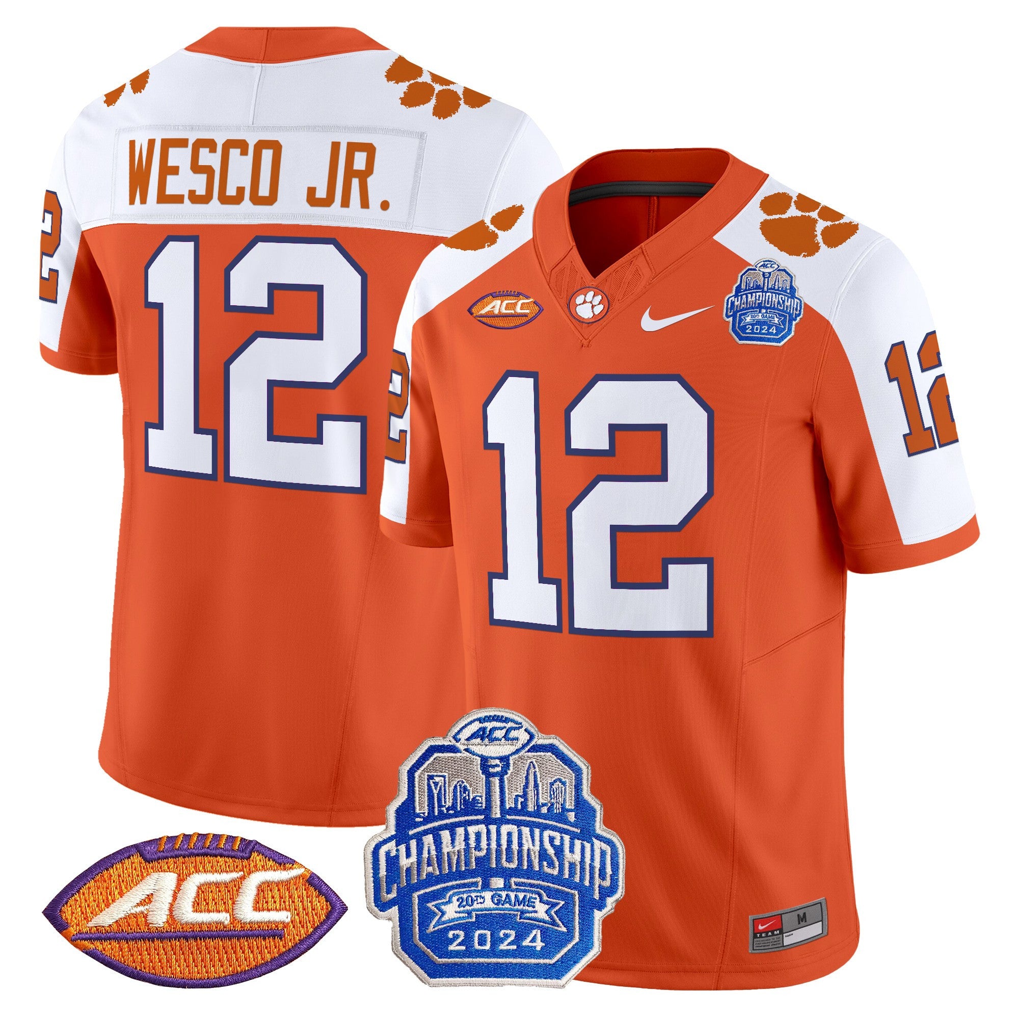 Men's Clemson Tigers 2024 ACC Championship Patch Vapor Limited Jersey - All Stitched