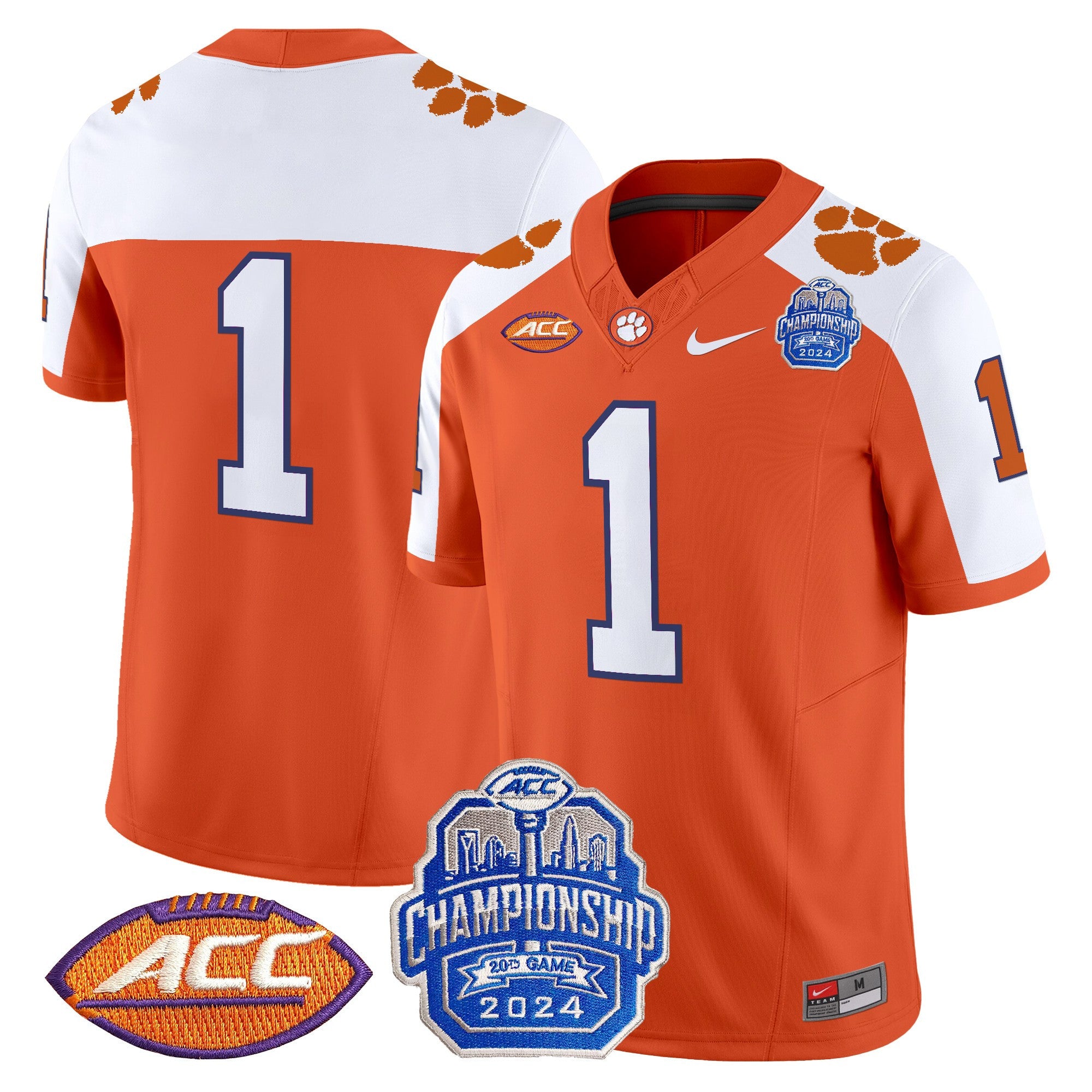 Men's Clemson Tigers 2024 ACC Championship Patch Vapor Limited Jersey - All Stitched
