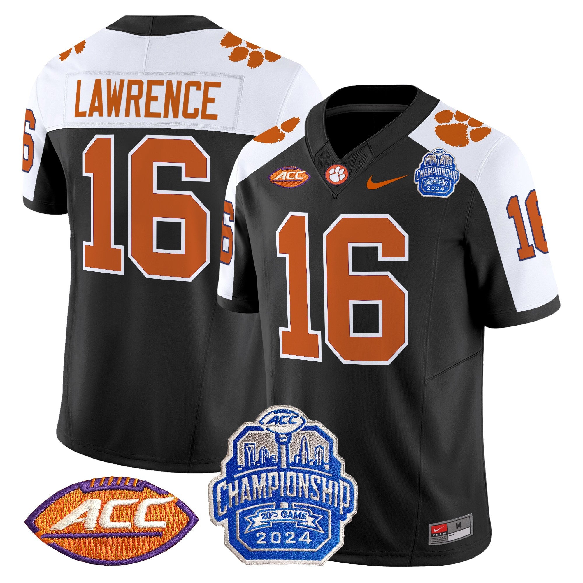 Men's Clemson Tigers 2024 ACC Championship Patch Vapor Limited Jersey - All Stitched